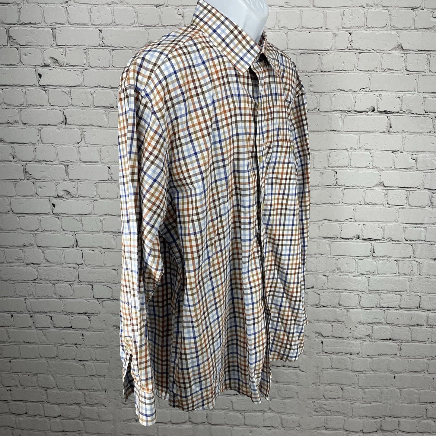 Orvis Multicolor Check Cotton Long Sleeve Button Up Lightweight Shirt Size XL