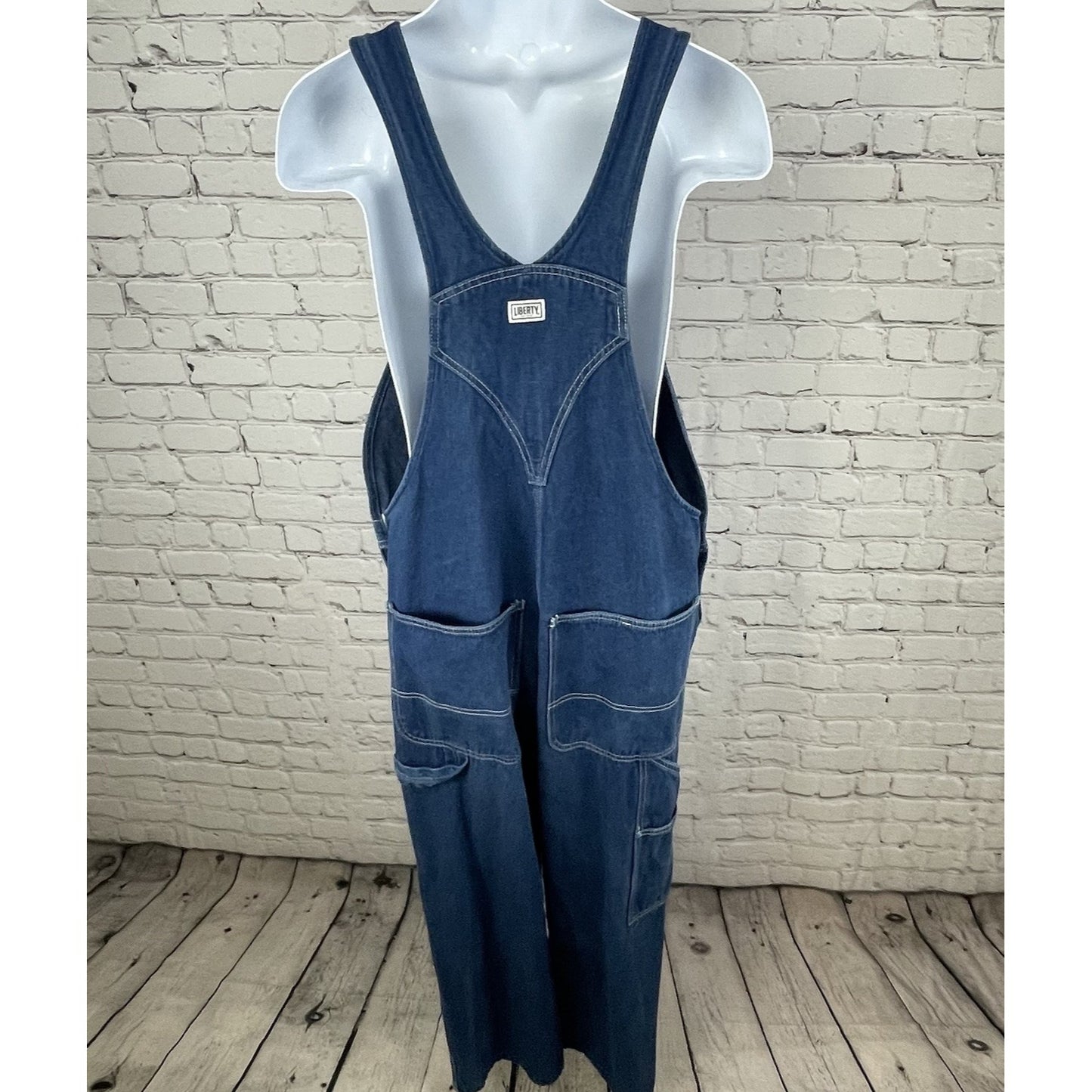 Liberty Blue Denim 100% Cotton Cargo Pockets Workwear Overalls Size 36x28
