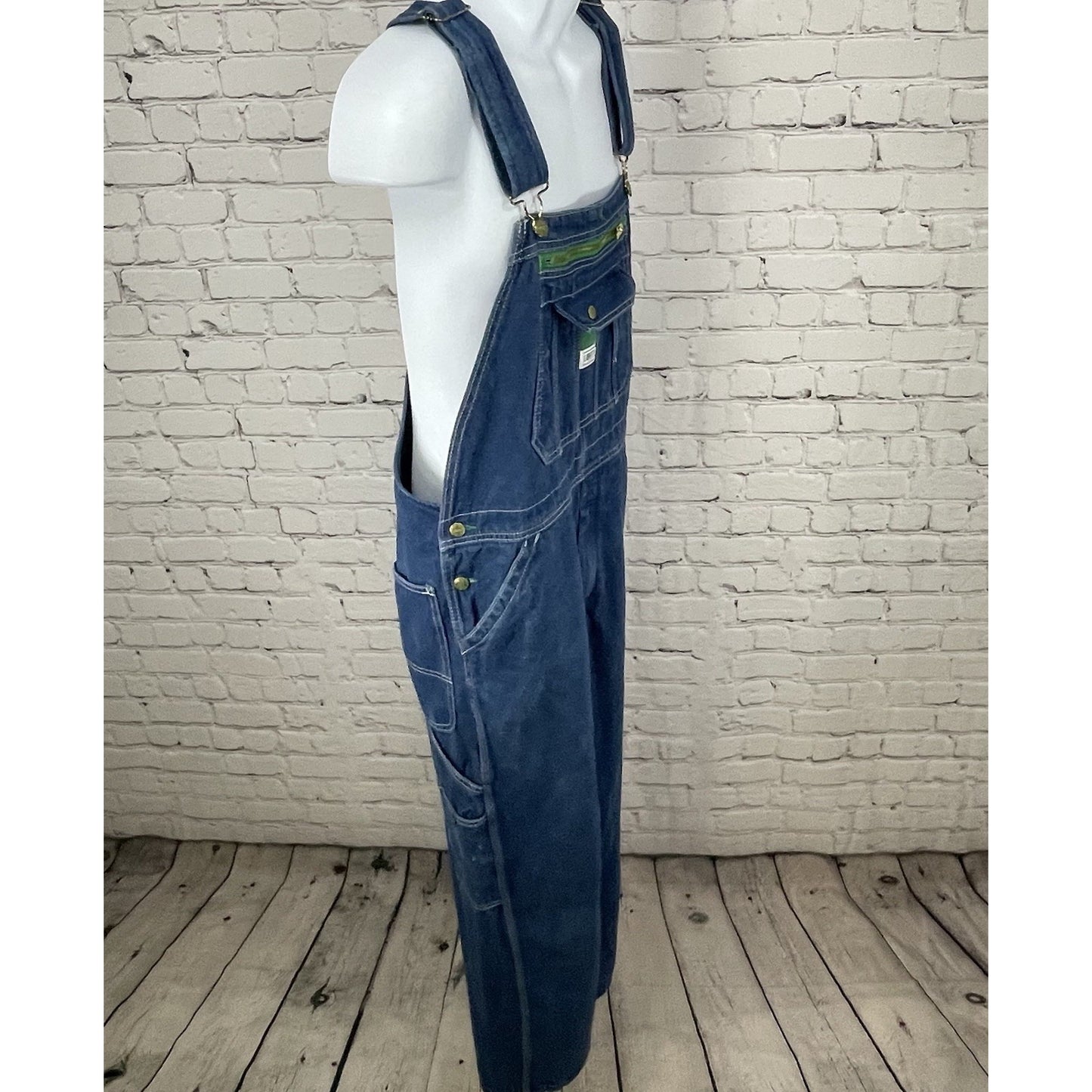 Liberty Blue Denim 100% Cotton Cargo Pockets Workwear Overalls Size 36x28