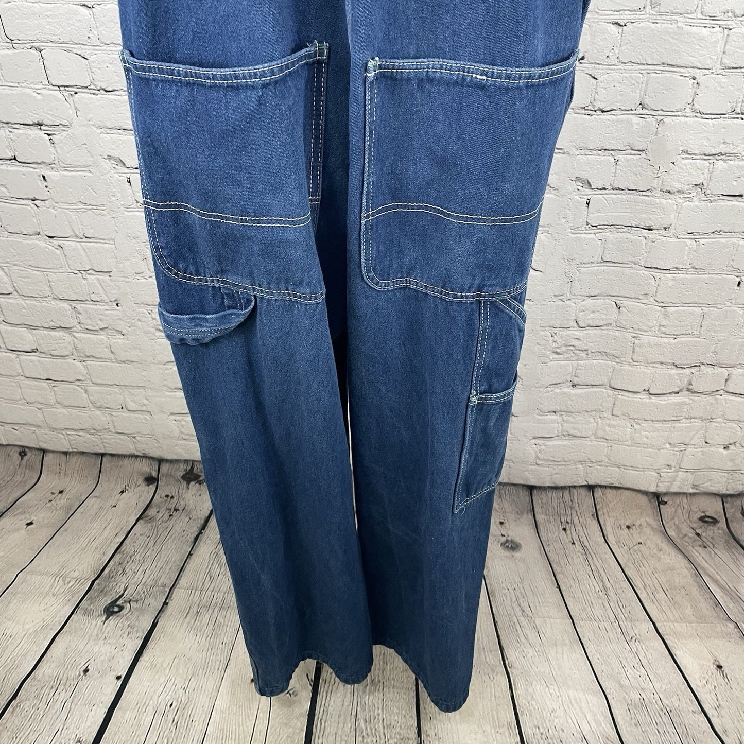 Liberty Blue Denim 100% Cotton Cargo Pockets Workwear Overalls Size 36x28