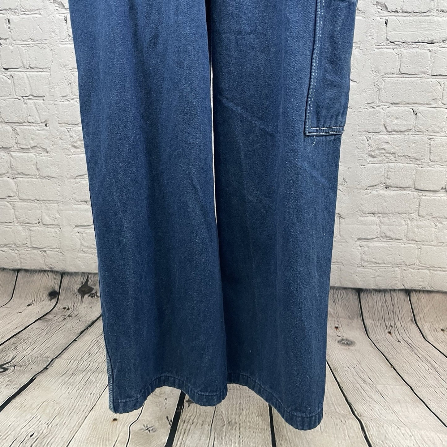 Liberty Blue Denim 100% Cotton Cargo Pockets Workwear Overalls Size 36x28