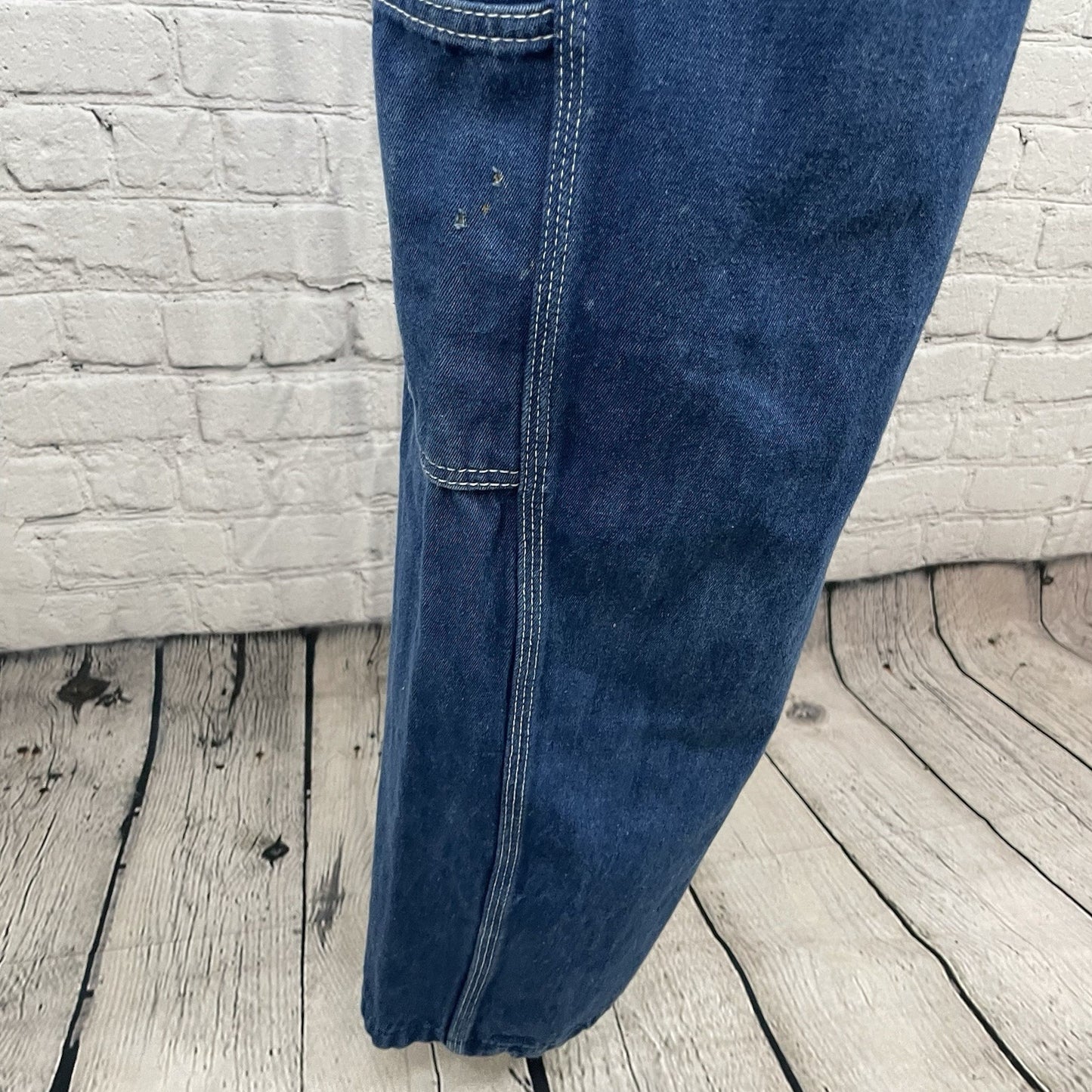 Liberty Blue Denim 100% Cotton Cargo Pockets Workwear Overalls Size 36x28