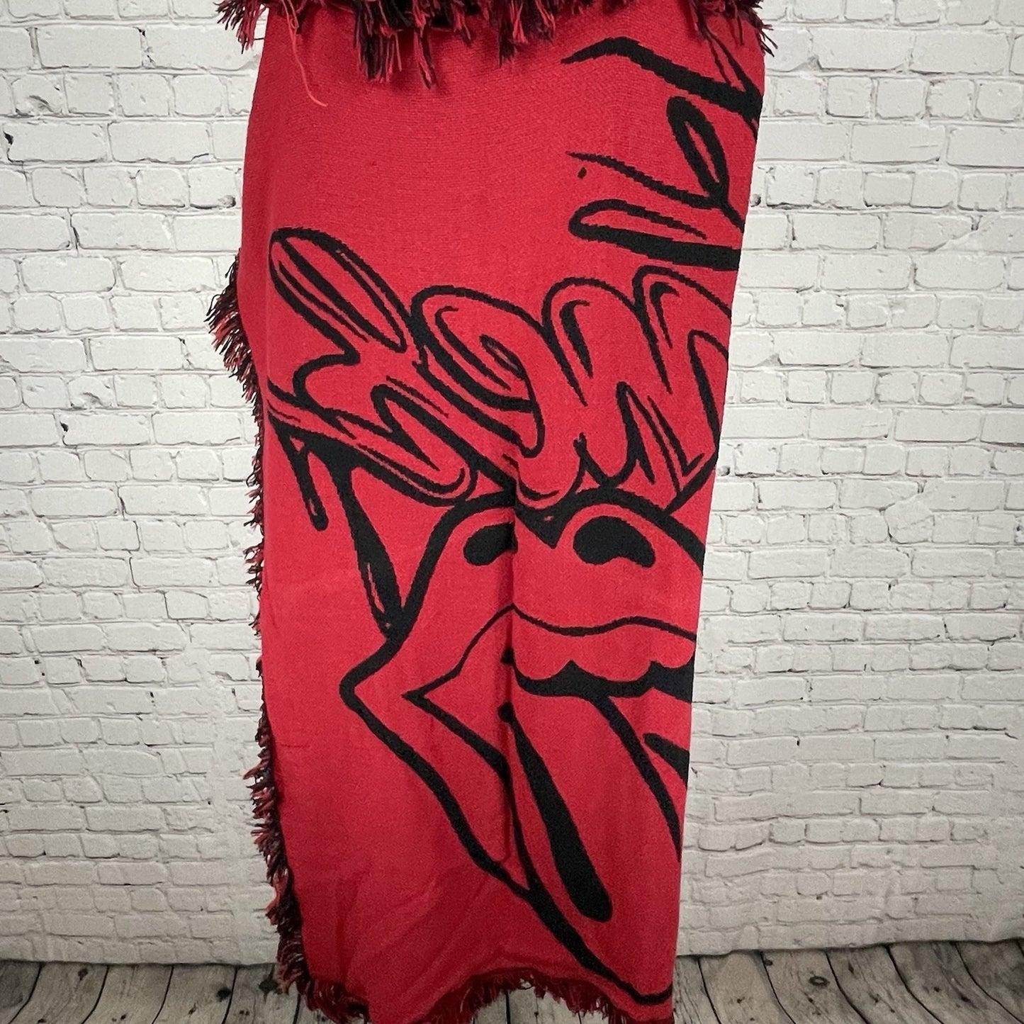NWT The Rolling Stones Red Black No Filter Tour 2021 Fringe Blanket Throw