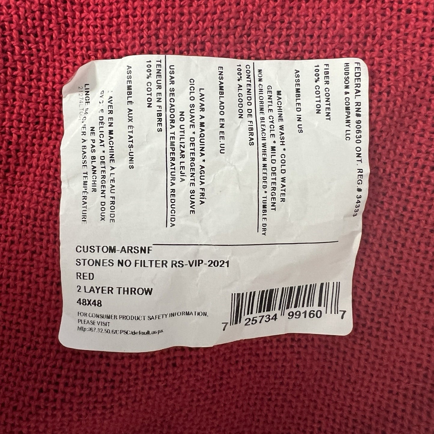 NWT The Rolling Stones Red Black No Filter Tour 2021 Fringe Blanket Throw
