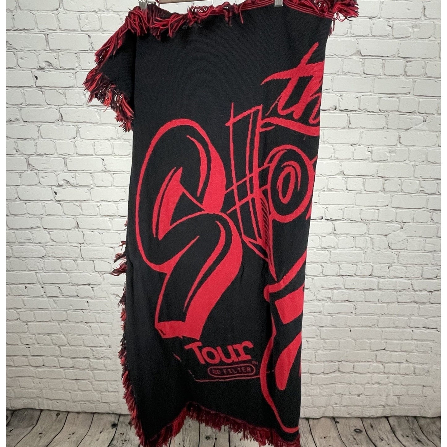 NWT The Rolling Stones Red Black No Filter Tour 2021 Fringe Blanket Throw