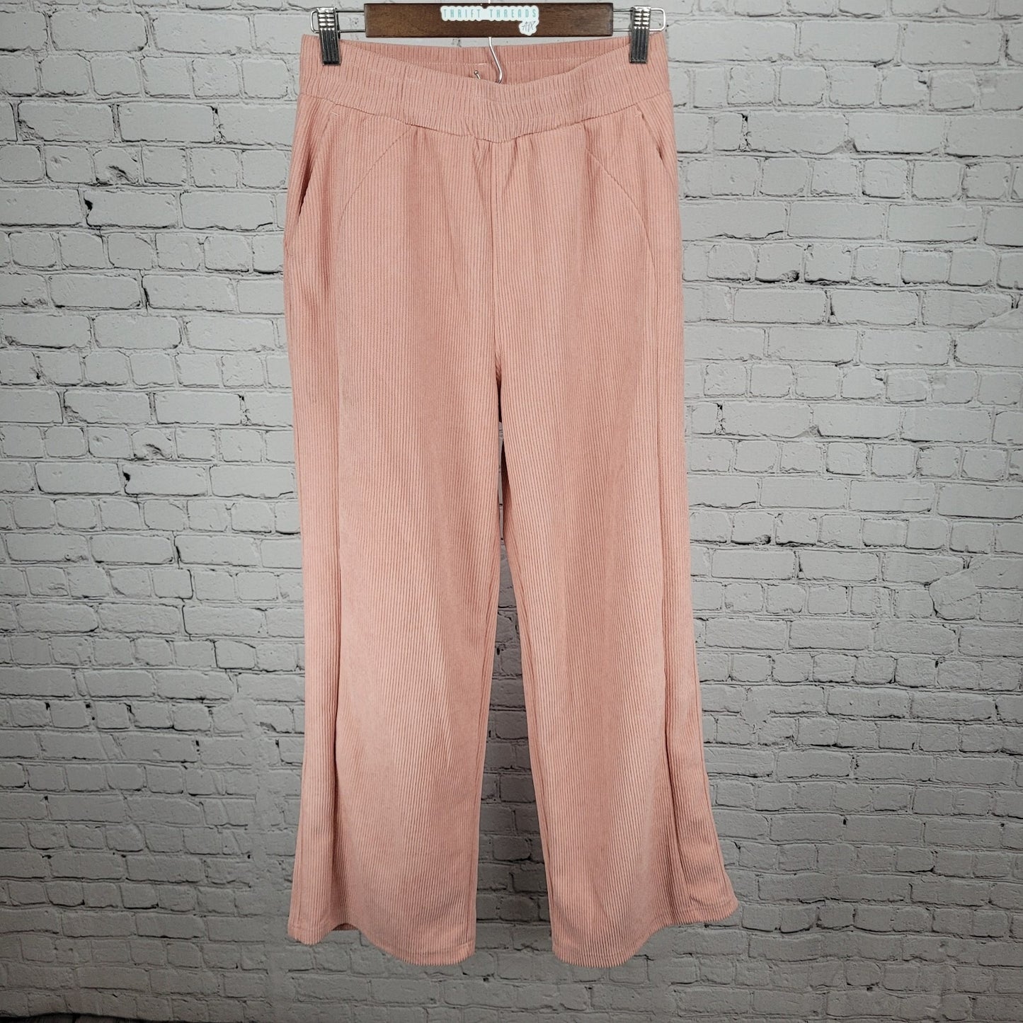 NWT Halara Pink Ribbed Soft Elastic Waist High Rise Pants Size Small S (26x28)
