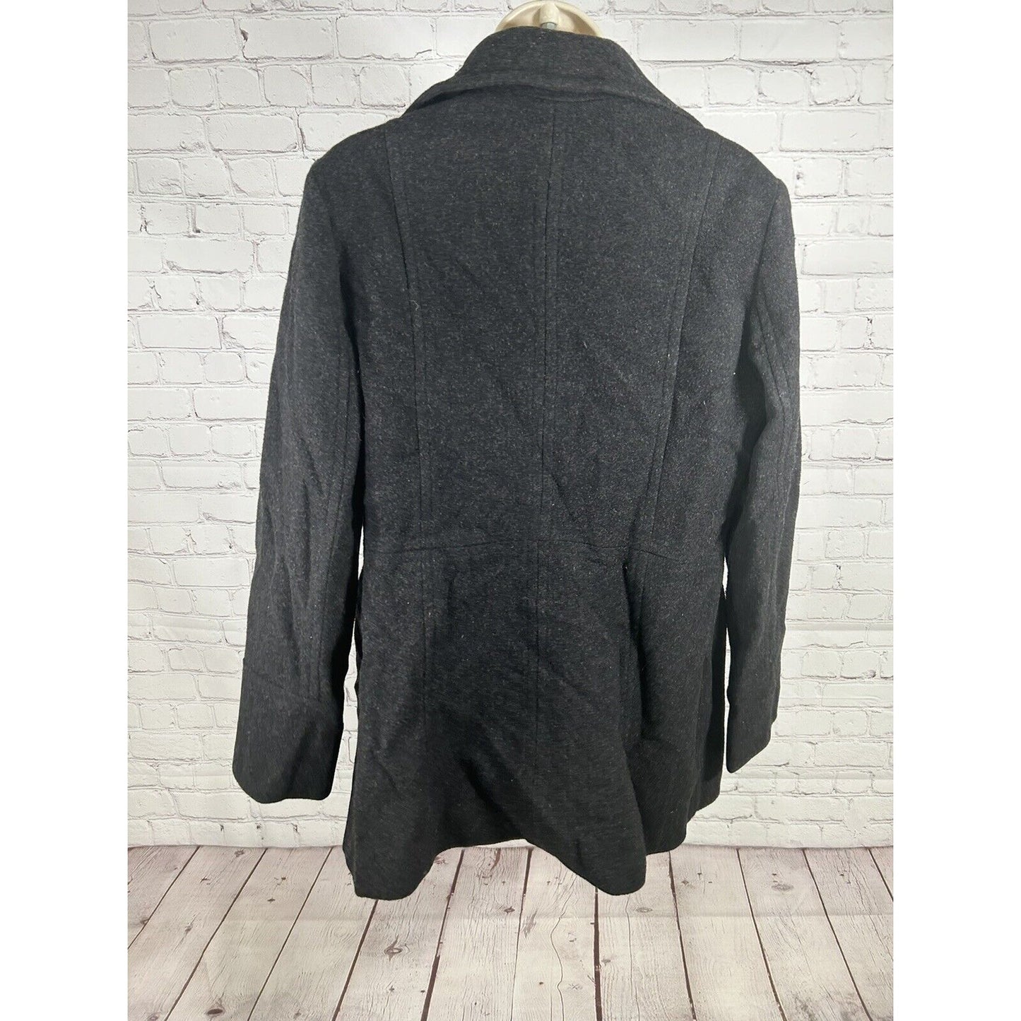 London Fog Black Wool Blend Double Breasted Women’s Peacoat Jacket Size Medium M
