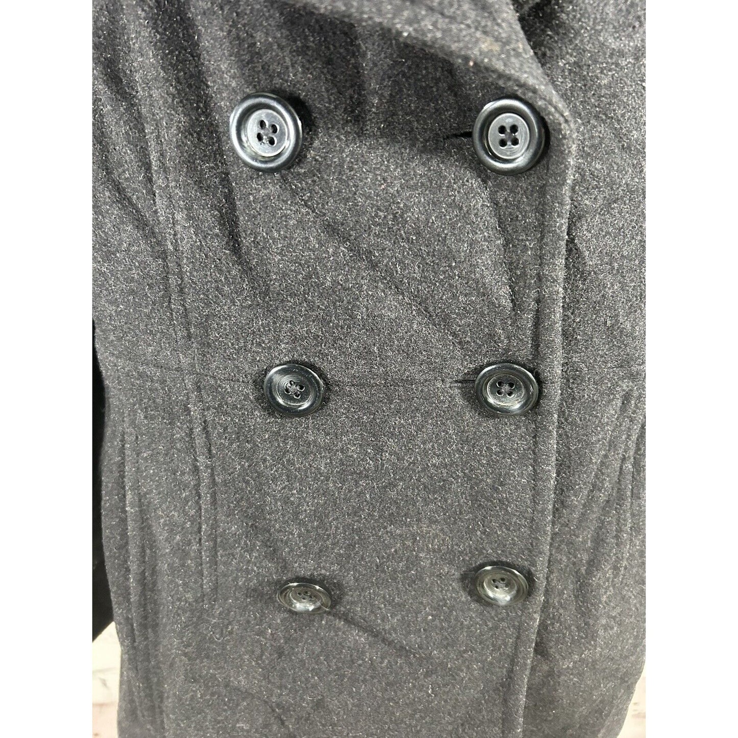 London Fog Black Wool Blend Double Breasted Women’s Peacoat Jacket Size Medium M