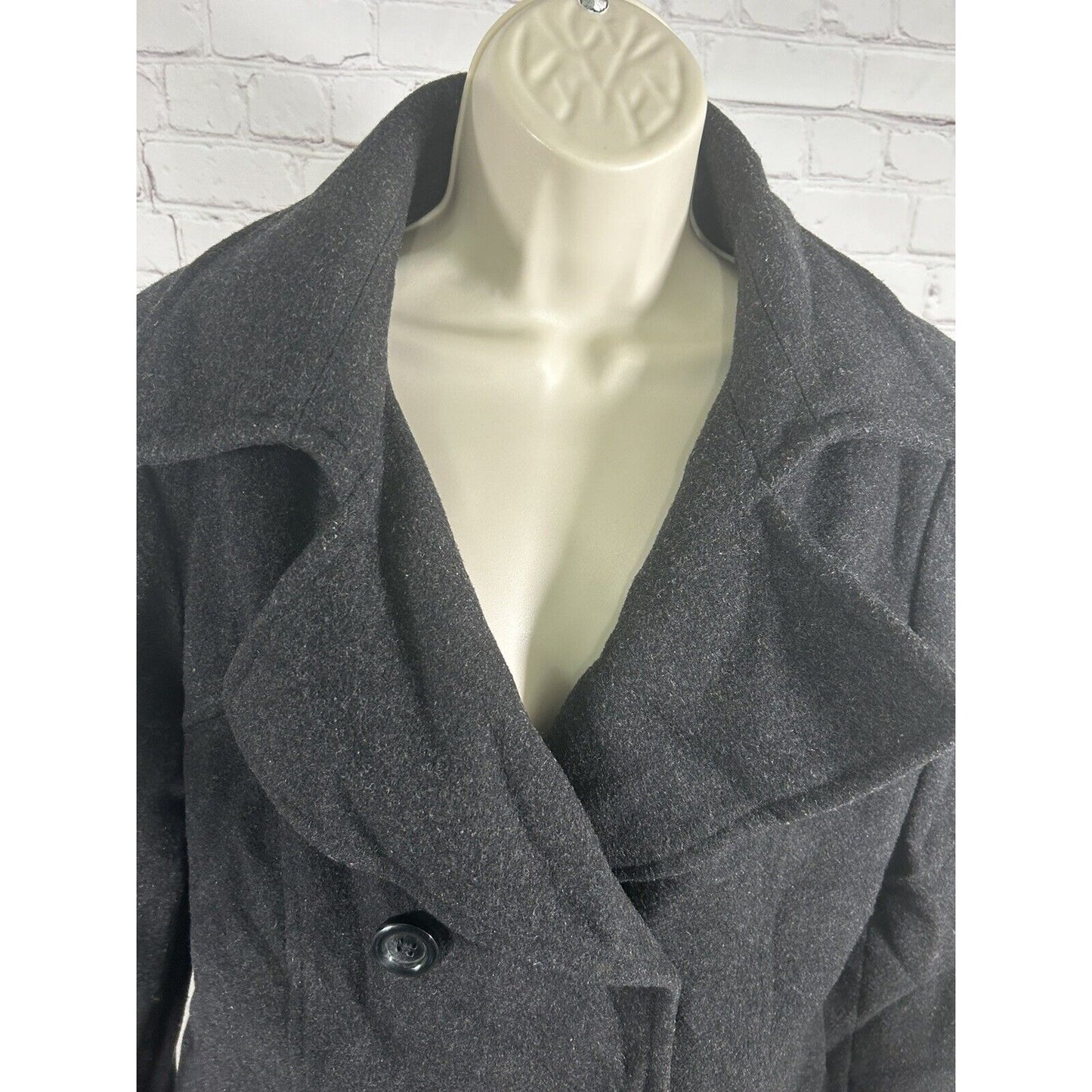 London Fog Black Wool Blend Double Breasted Women’s Peacoat Jacket Size Medium M