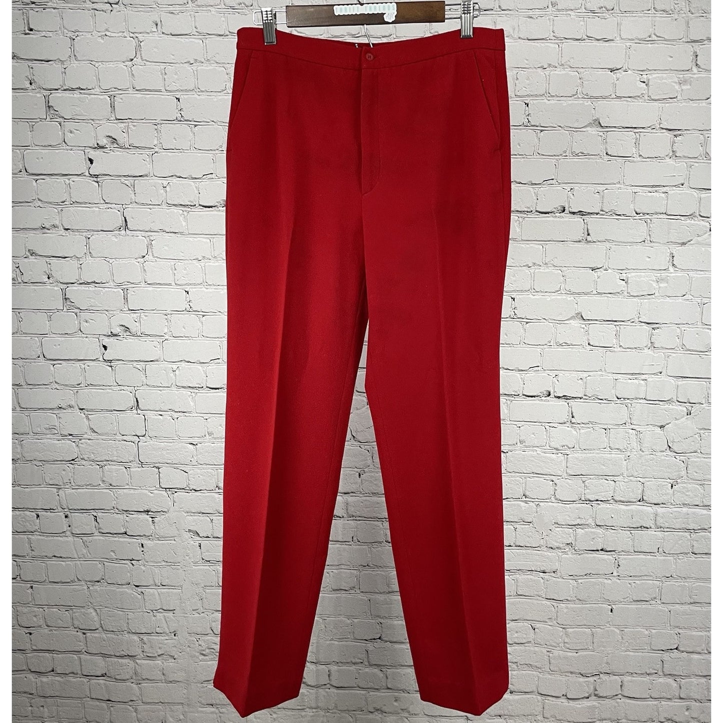Zara Red Soft Wool Like High Rise Straight Leg Dress Pants Size US 10 (30x31)