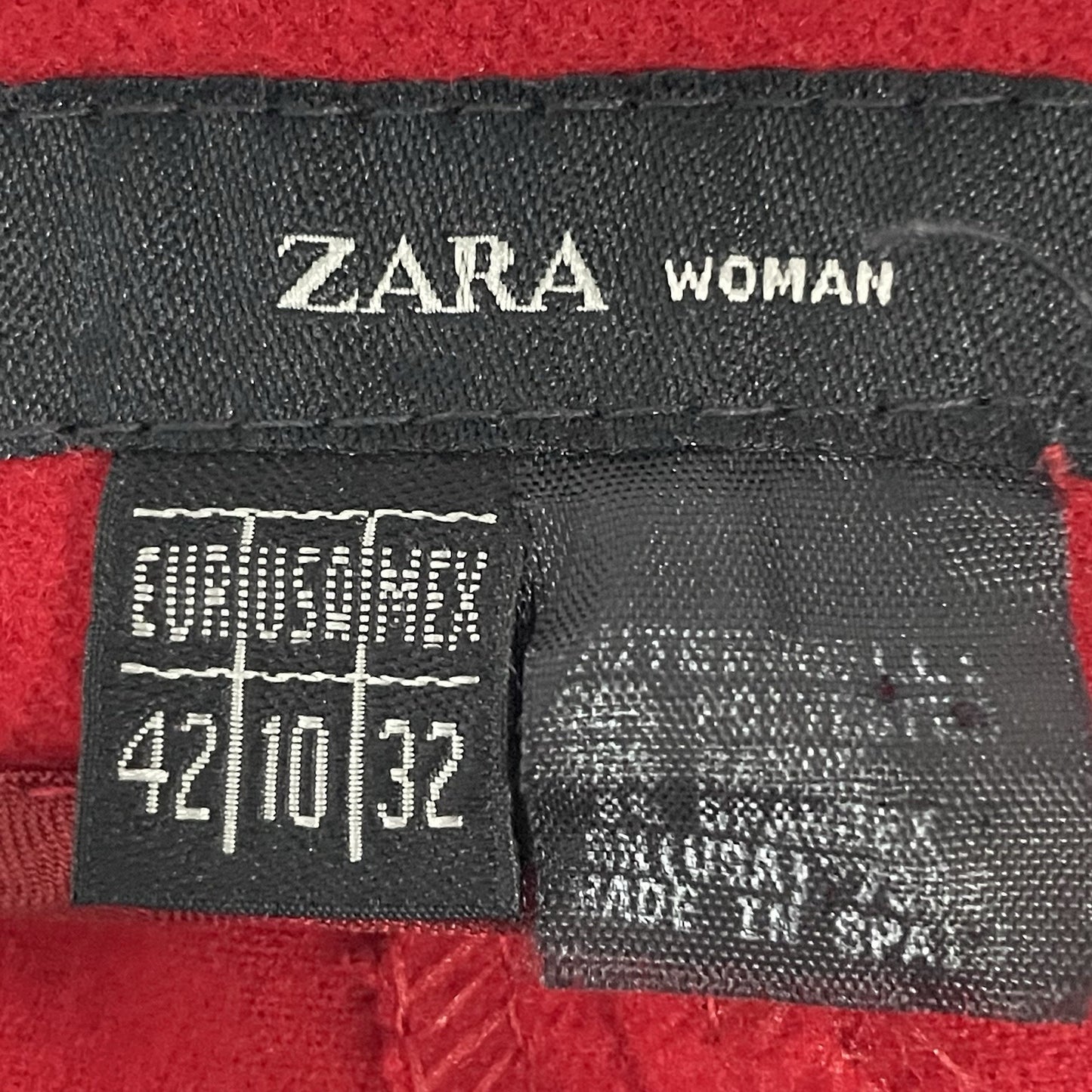 Zara Red Soft Wool Like High Rise Straight Leg Dress Pants Size US 10 (30x31)