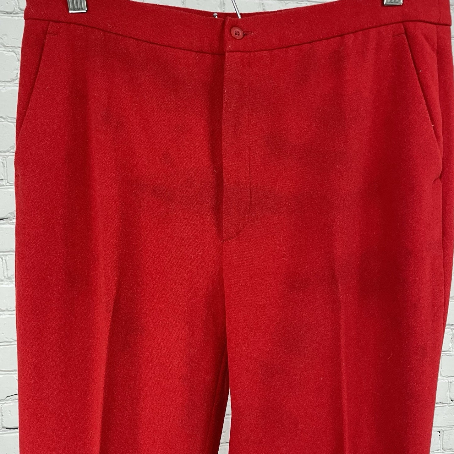 Zara Red Soft Wool Like High Rise Straight Leg Dress Pants Size US 10 (30x31)