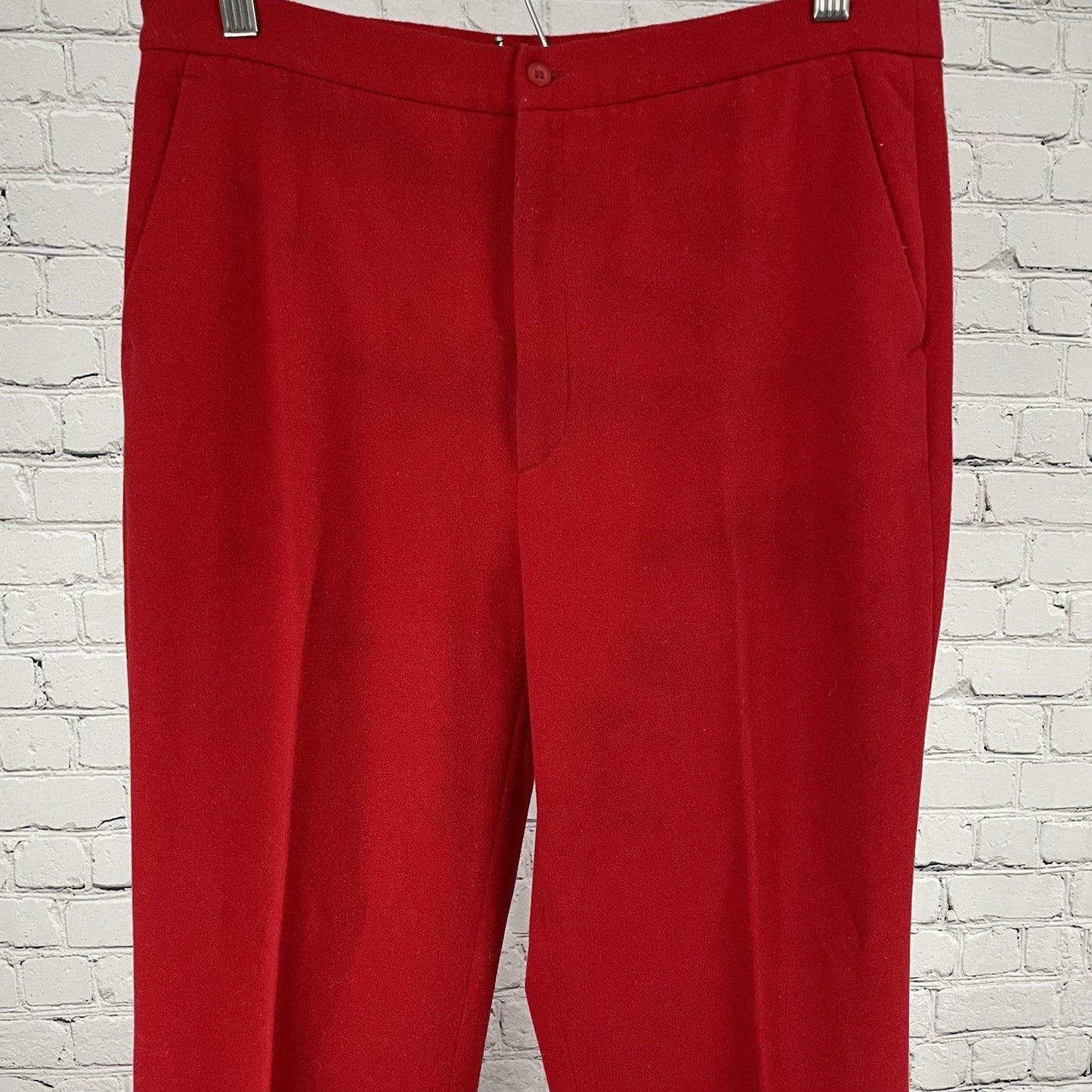 Zara Red Soft Wool Like High Rise Straight Leg Dress Pants Size US 10 (30x31)