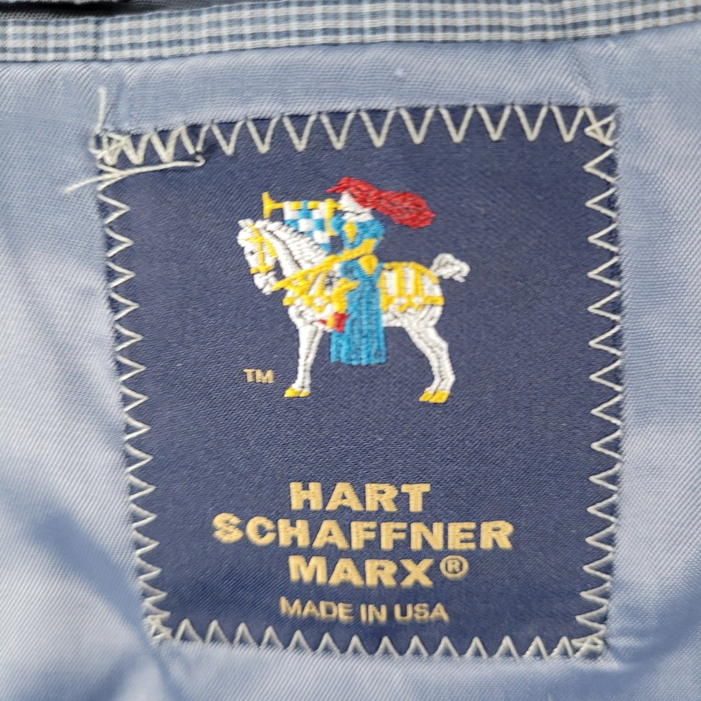 VTG Hart Schaffner Marx Blue 2 Button Vented Blazer Sport Coat USA Made Size 46R
