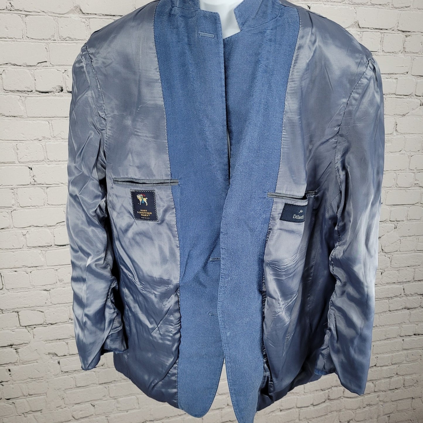 VTG Hart Schaffner Marx Blue 2 Button Vented Blazer Sport Coat USA Made Size 46R