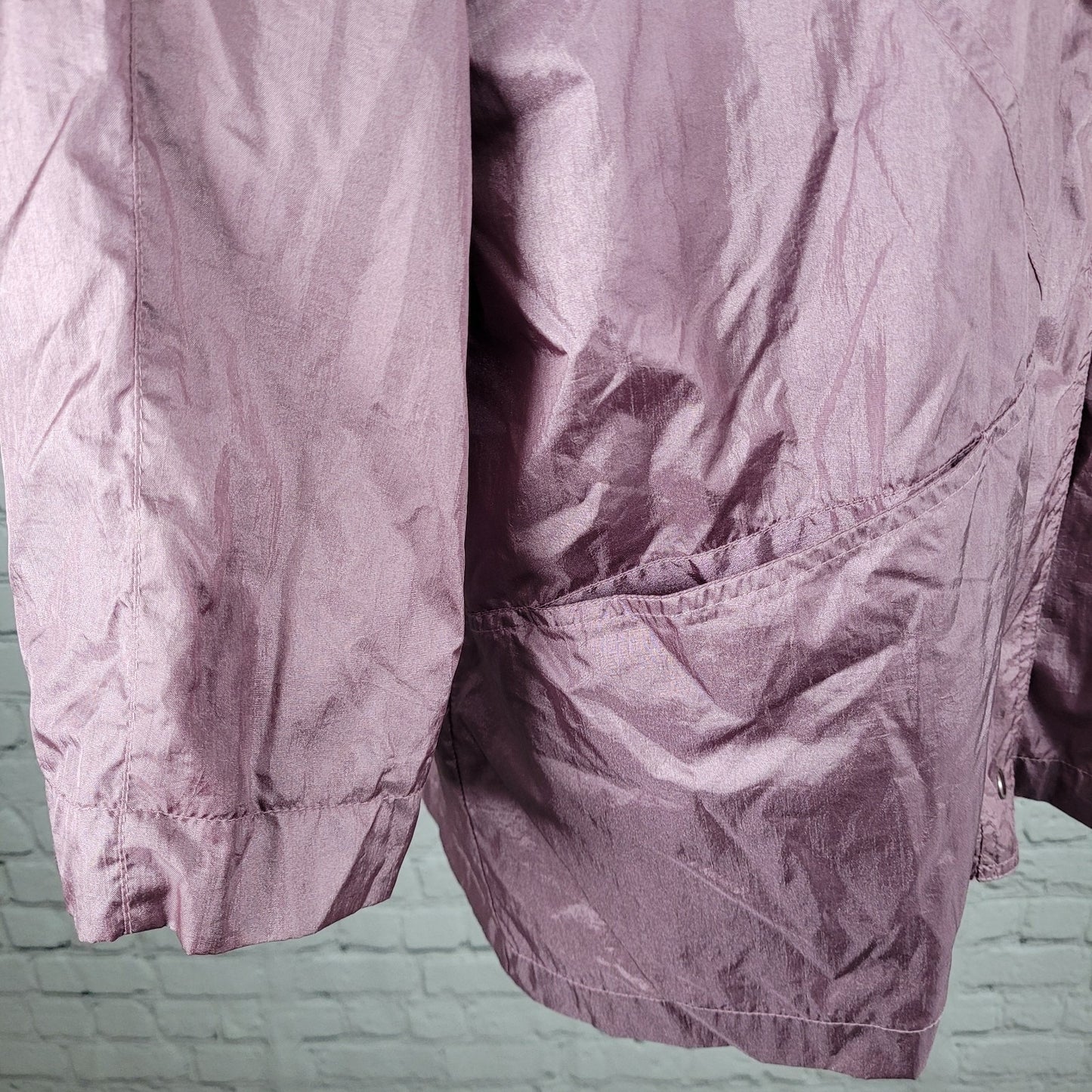 VTG Haband! Purple Sheen Nylon Full Zip Lined Lightweight Windbreaker Jacket 2X