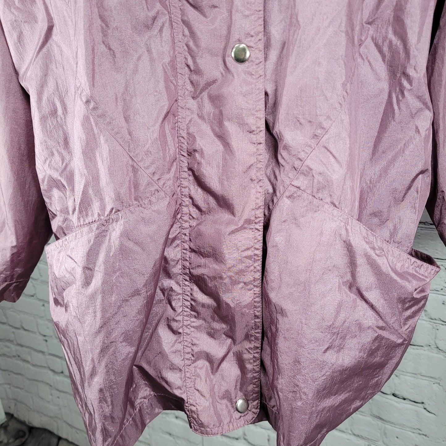 VTG Haband! Purple Sheen Nylon Full Zip Lined Lightweight Windbreaker Jacket 2X