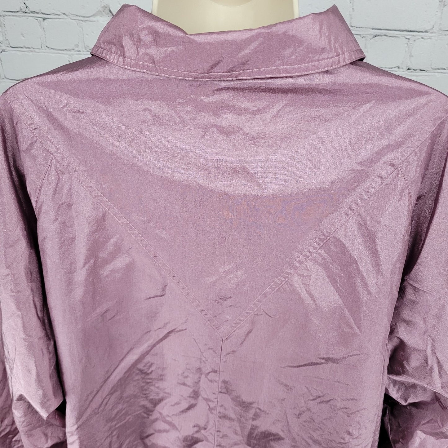 VTG Haband! Purple Sheen Nylon Full Zip Lined Lightweight Windbreaker Jacket 2X