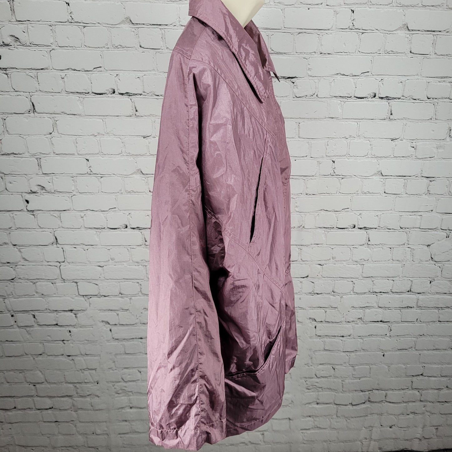 VTG Haband! Purple Sheen Nylon Full Zip Lined Lightweight Windbreaker Jacket 2X