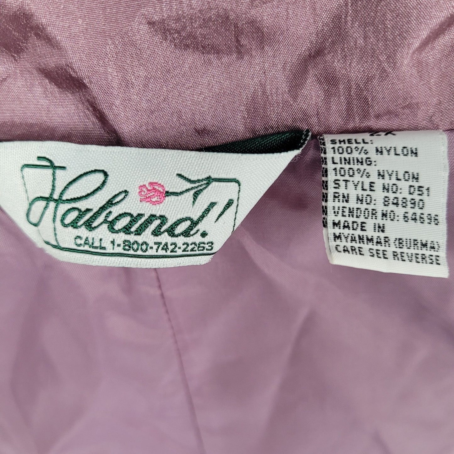 VTG Haband! Purple Sheen Nylon Full Zip Lined Lightweight Windbreaker Jacket 2X