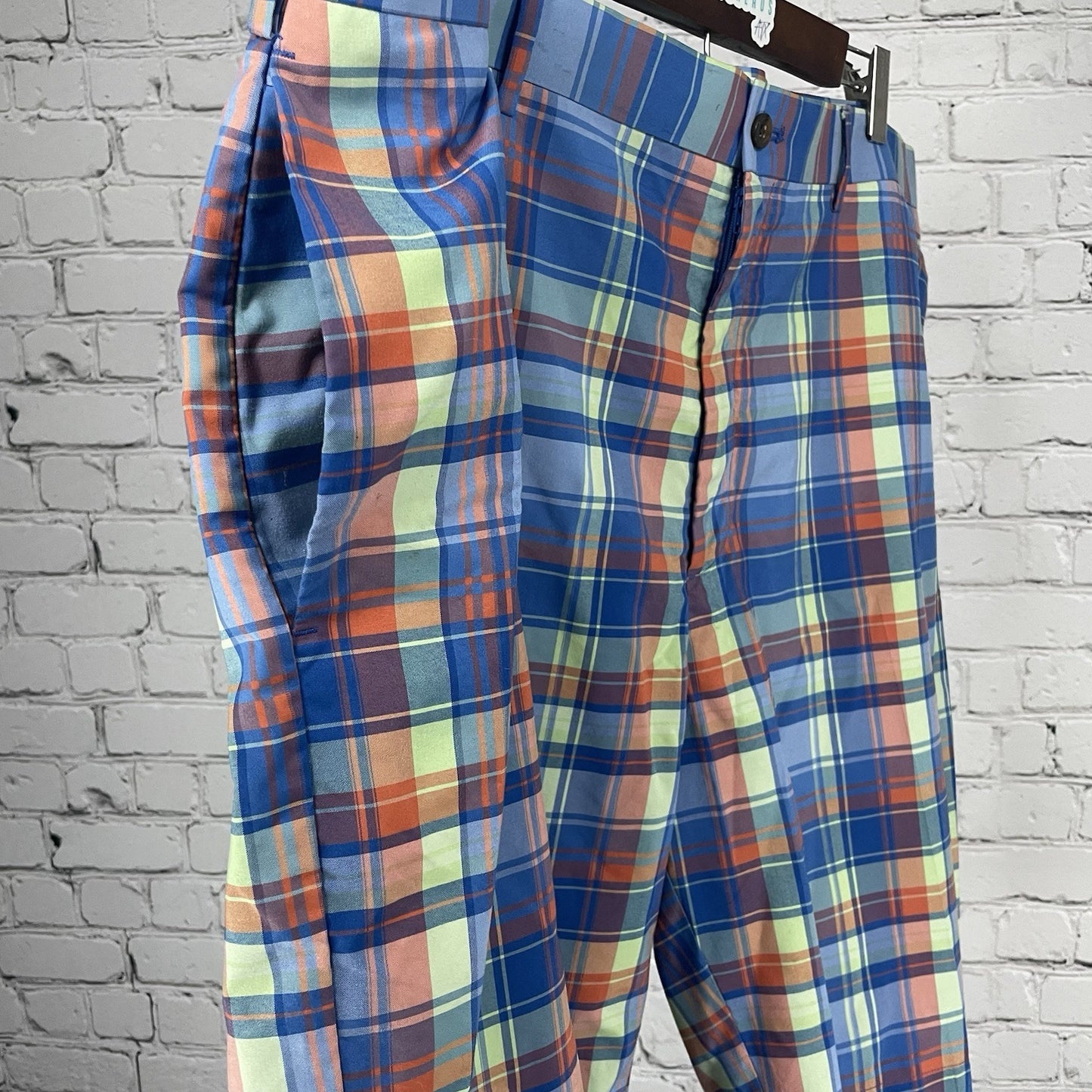 Jack Nicklaus Multicolor Plaid Chino Golf Shorts Lightweight Pockets Size 42