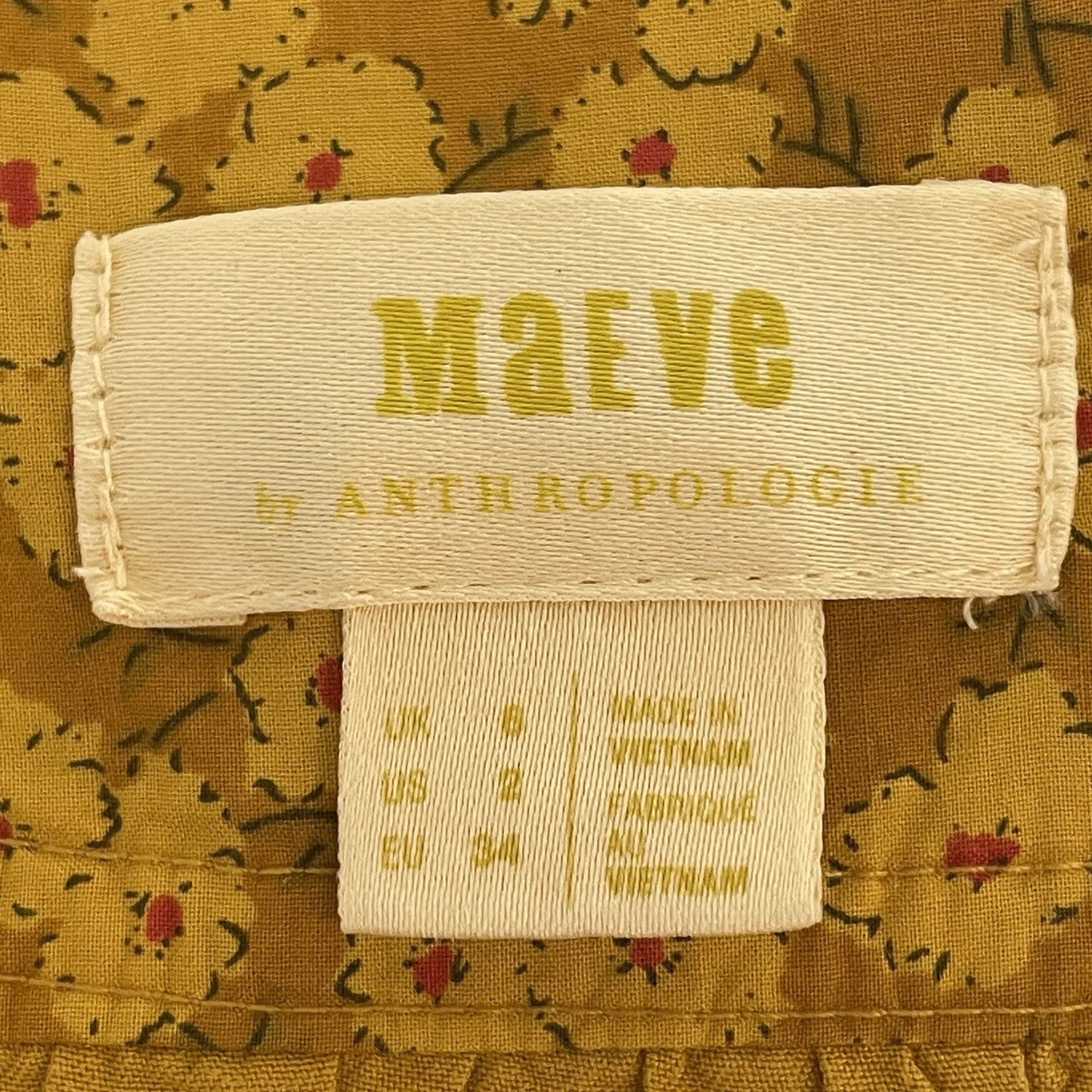 Maeve Golden Yellow Buttoned Ruched Pockets Long Sleeve Shirt Dress Size 2
