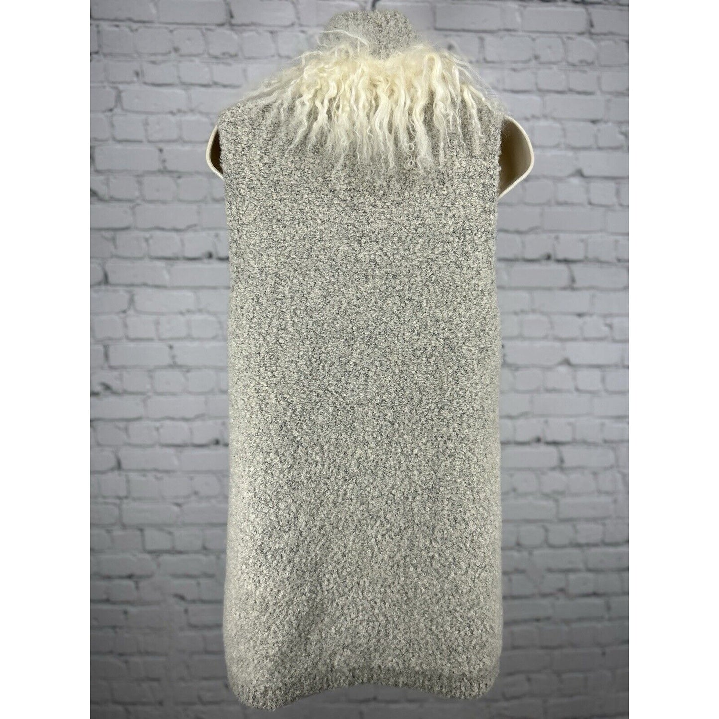 Dolce Cabo Tan Tibet Lamb Fur Wool Sleeveless High Neck Winter Vest Size Large L
