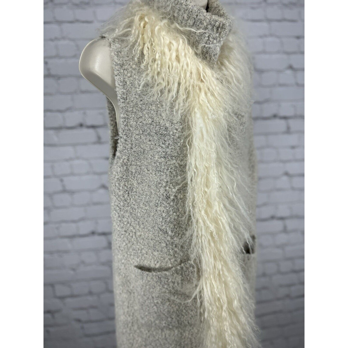 Dolce Cabo Tan Tibet Lamb Fur Wool Sleeveless High Neck Winter Vest Size Large L