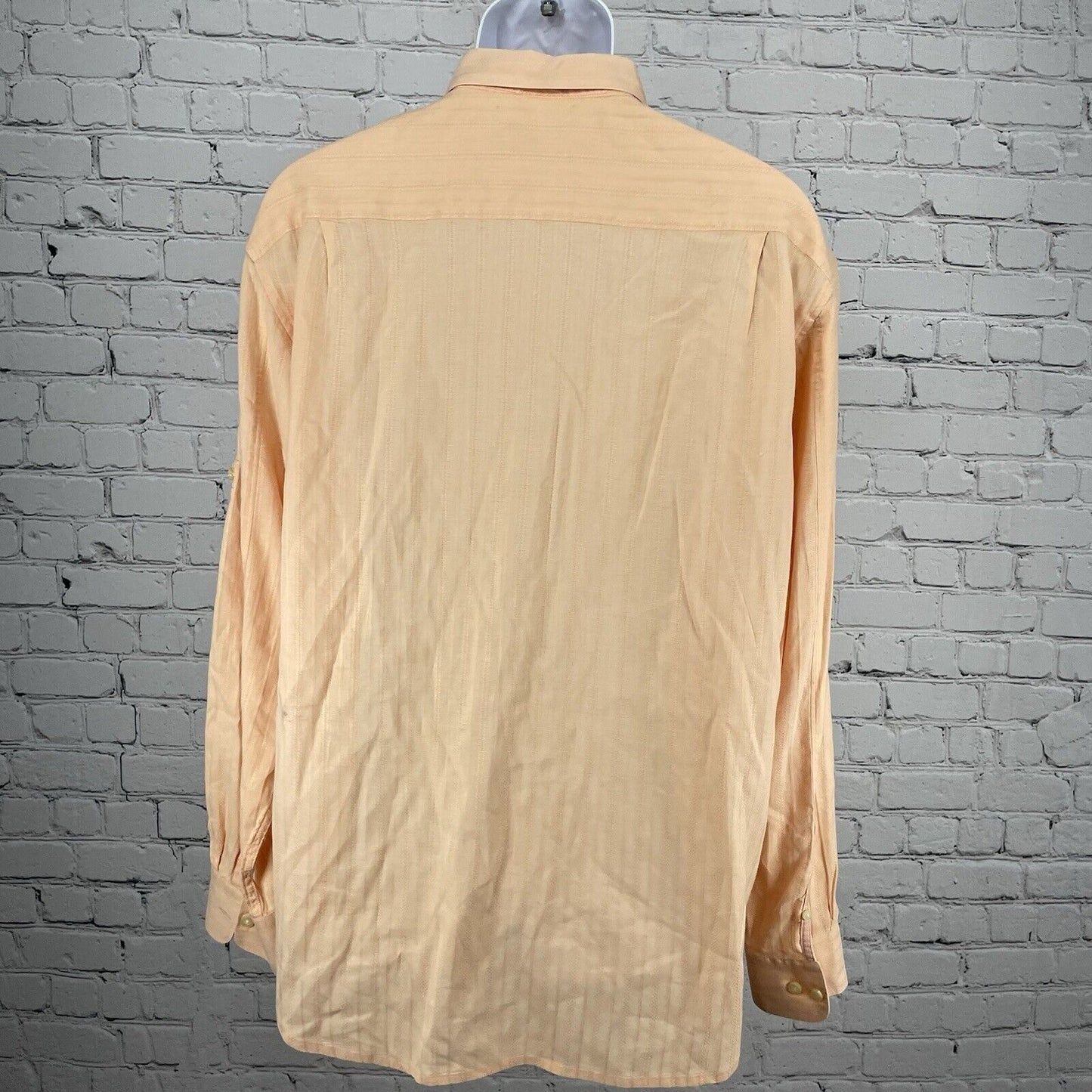 Tommy Bahama Peach Orange Linen Cotton Lightweight Button Up Shirt Size Large L