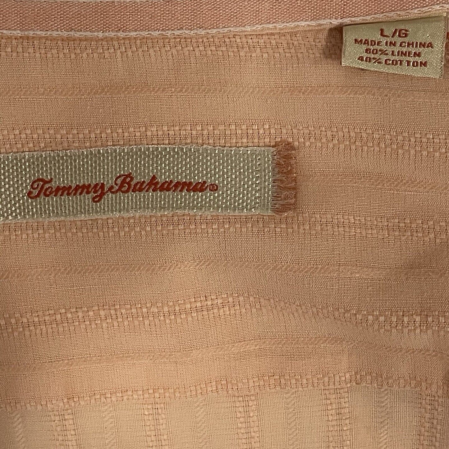 Tommy Bahama Peach Orange Linen Cotton Lightweight Button Up Shirt Size Large L
