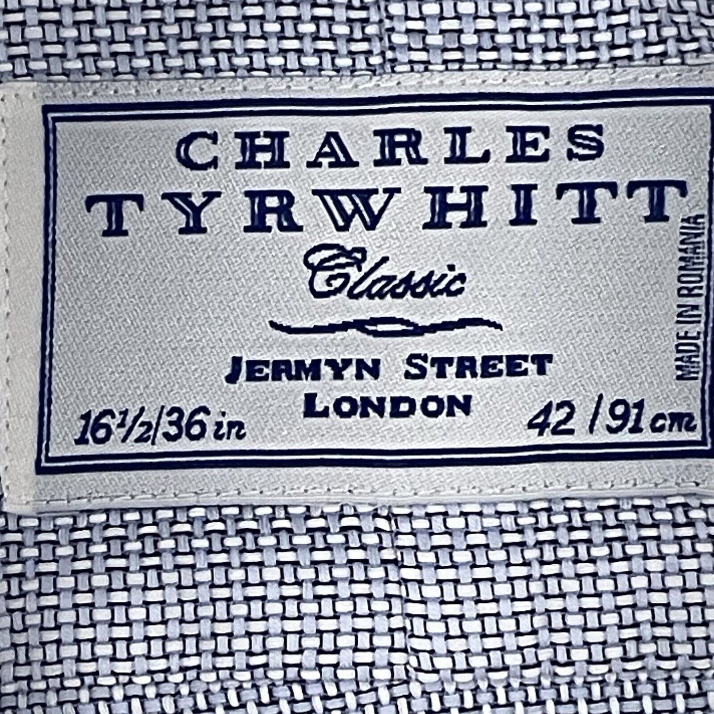 Charles Tyrwhitt Blue Checkered Weave Classic Button Dress Shirt Size 16 1/2 36