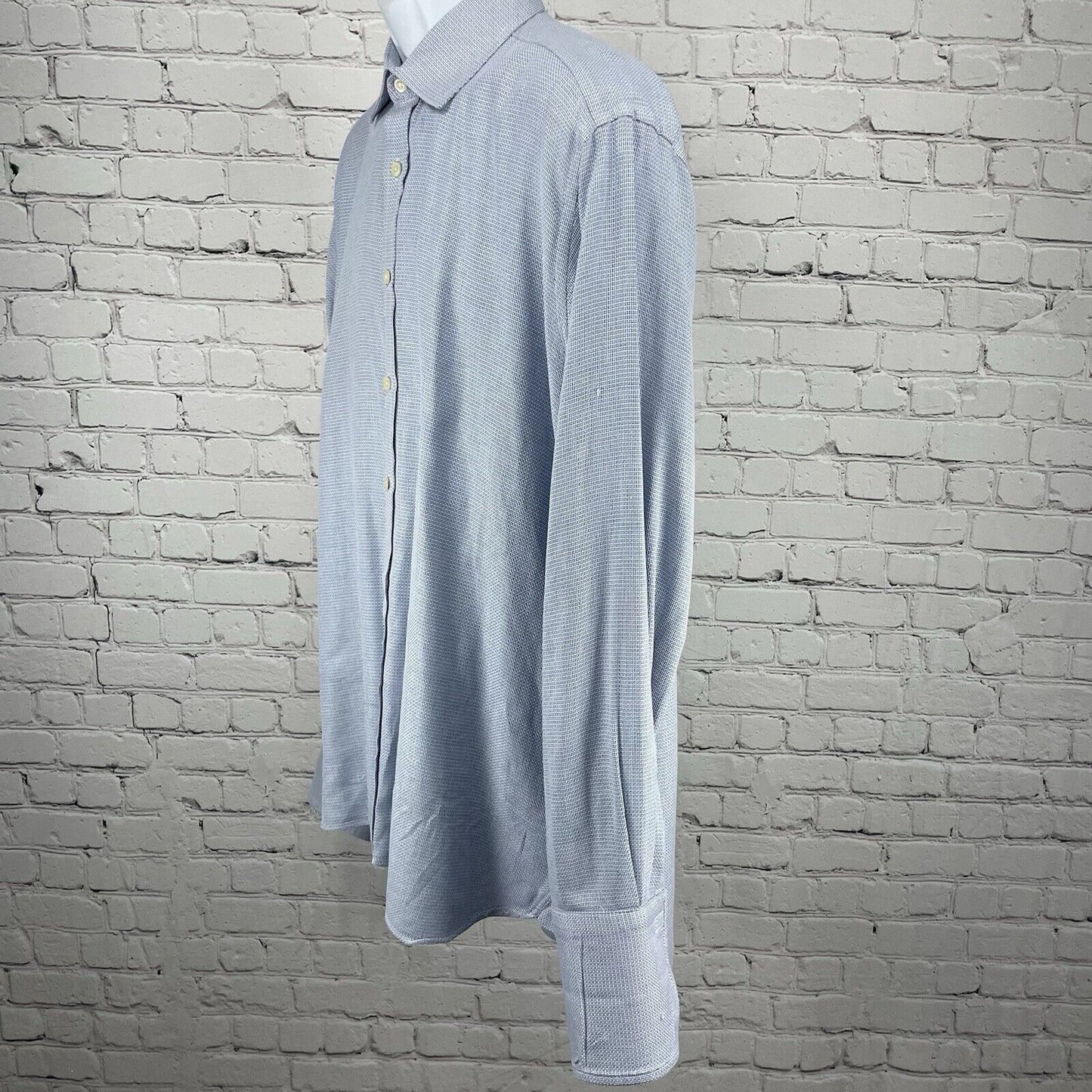 Charles Tyrwhitt Blue Checkered Weave Classic Button Dress Shirt Size 16 1/2 36