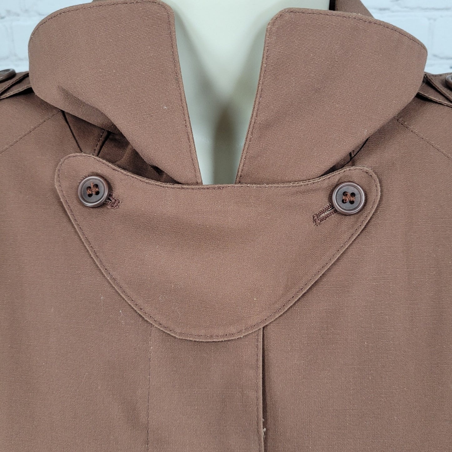 London Fog Brown Belted Faux Fur Removable Liner Buttoned Maincoat Over Coat 16R
