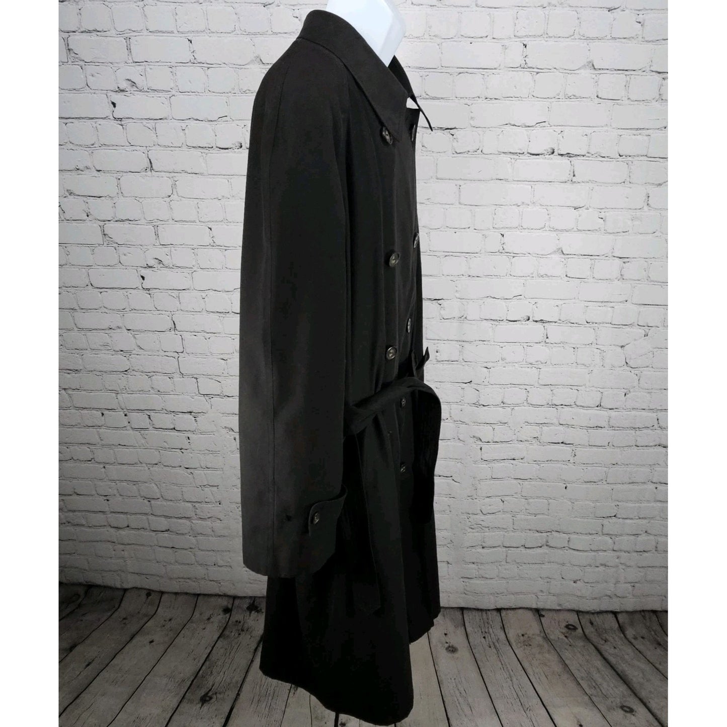 Lauren Ralph Lauren Black Microfiber Wool Blend Liner Belted Trench Coat 44R