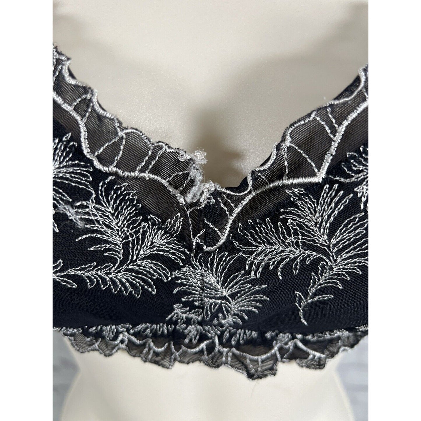 Urban Outfitters Out From Under Black White Embroidered Unlined Bralette Medium