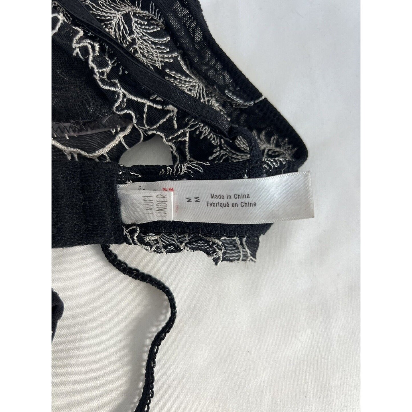 Urban Outfitters Out From Under Black White Embroidered Unlined Bralette Medium