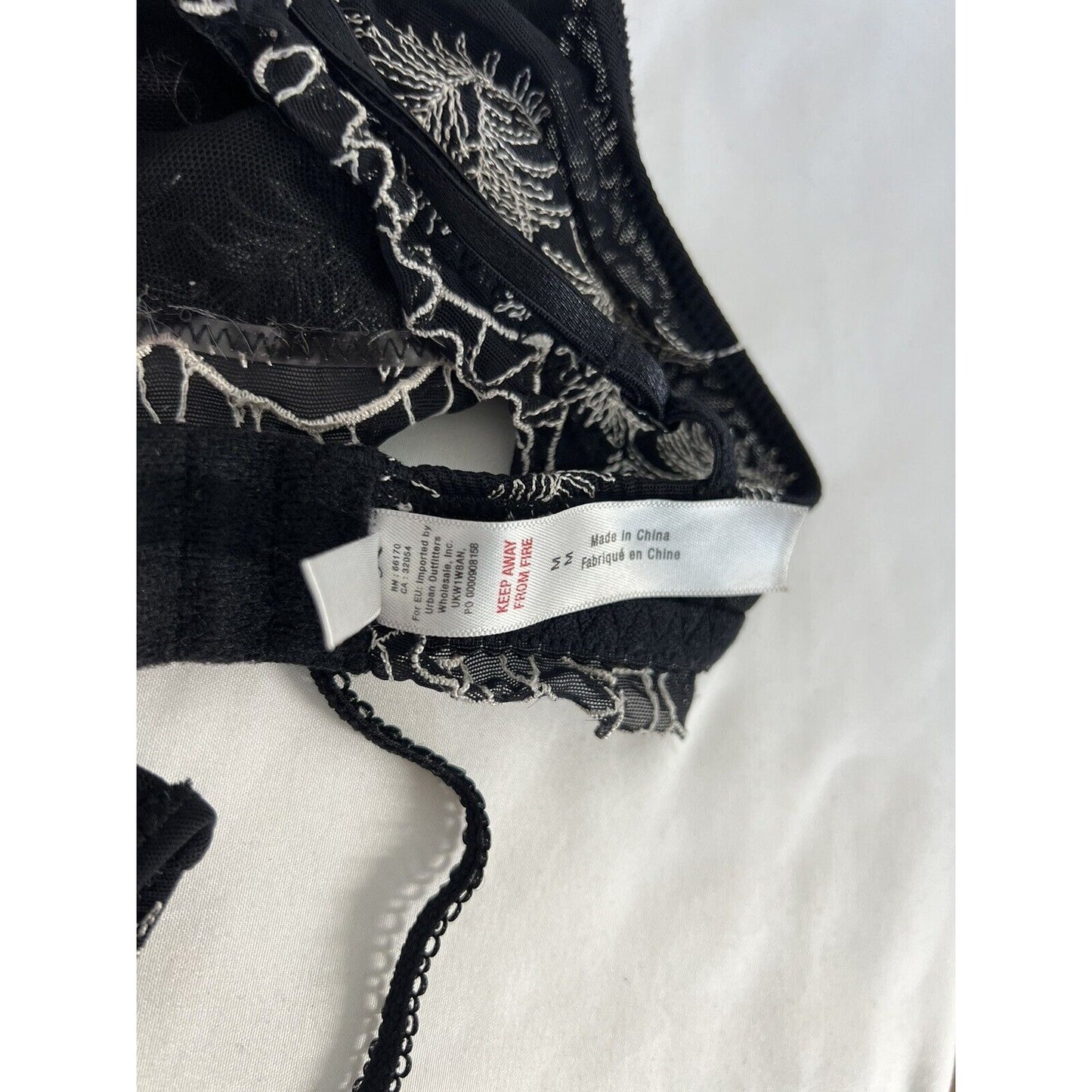 Urban Outfitters Out From Under Black White Embroidered Unlined Bralette Medium