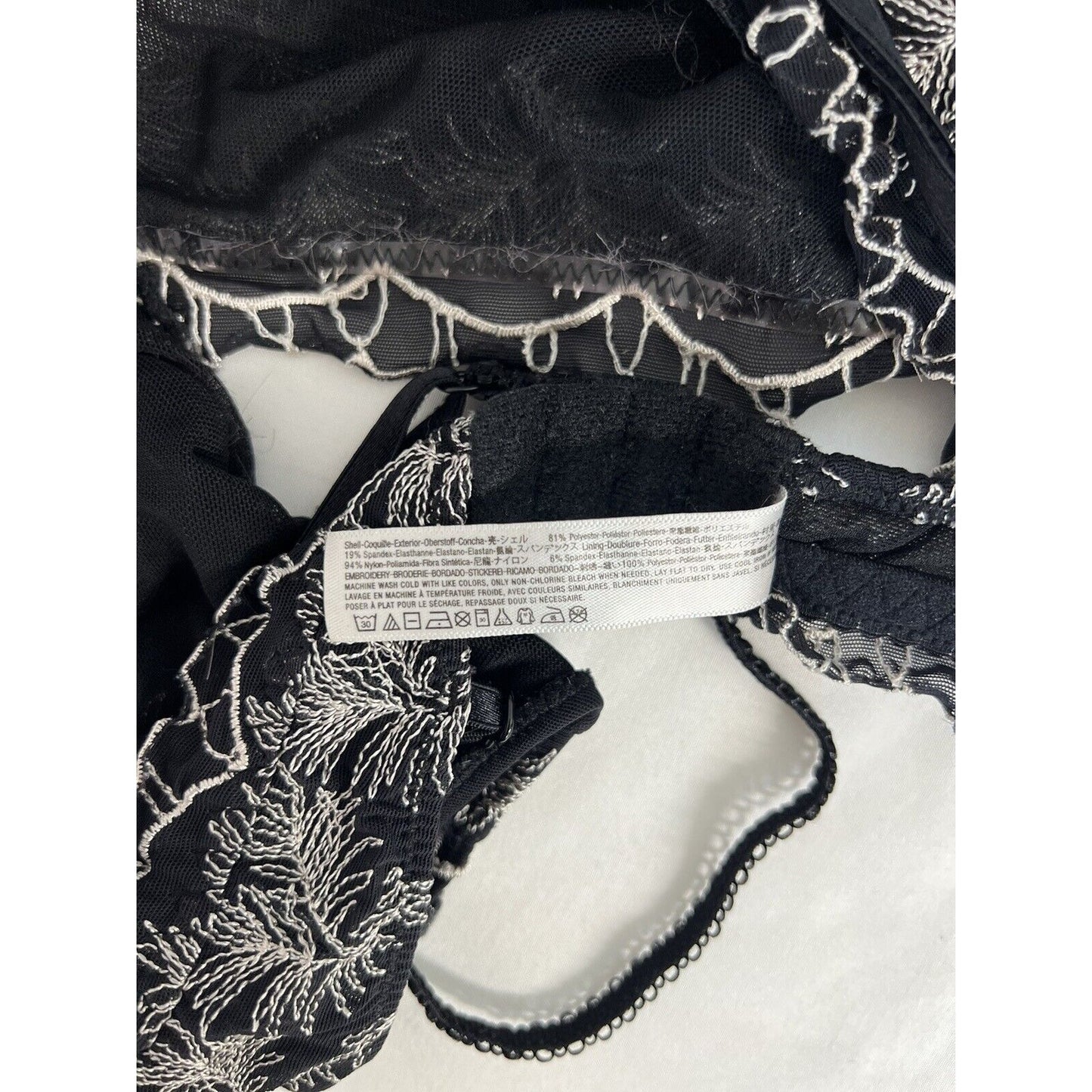 Urban Outfitters Out From Under Black White Embroidered Unlined Bralette Medium