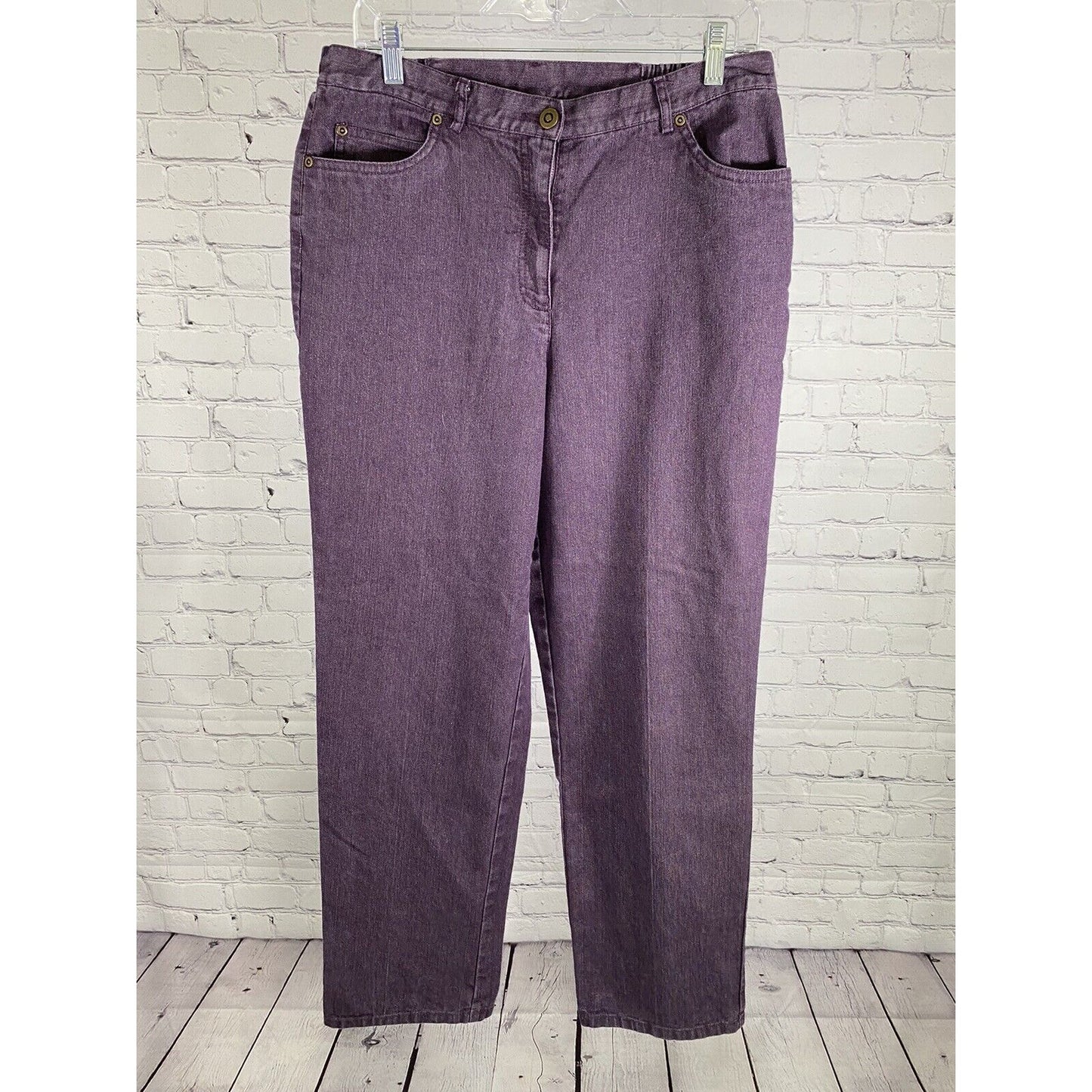 Ruby Rd Purple Sparkle Glittery Straight Leg Denim Jeans Womens 10 W29” I29”