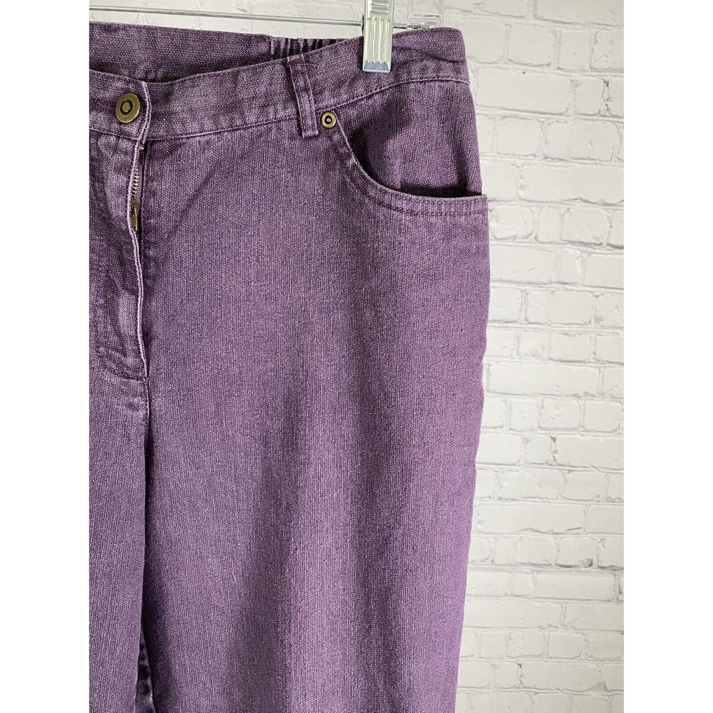 Ruby Rd Purple Sparkle Glittery Straight Leg Denim Jeans Womens 10 W29” I29”