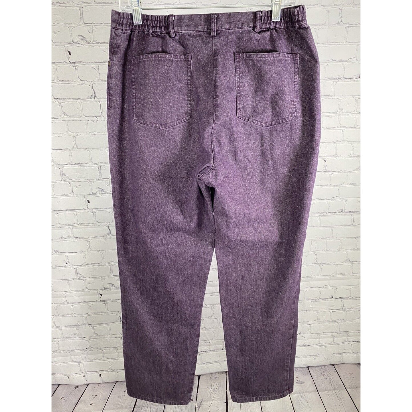 Ruby Rd Purple Sparkle Glittery Straight Leg Denim Jeans Womens 10 W29” I29”