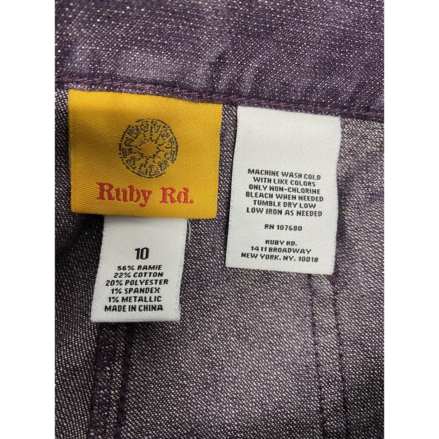 Ruby Rd Purple Sparkle Glittery Straight Leg Denim Jeans Womens 10 W29” I29”