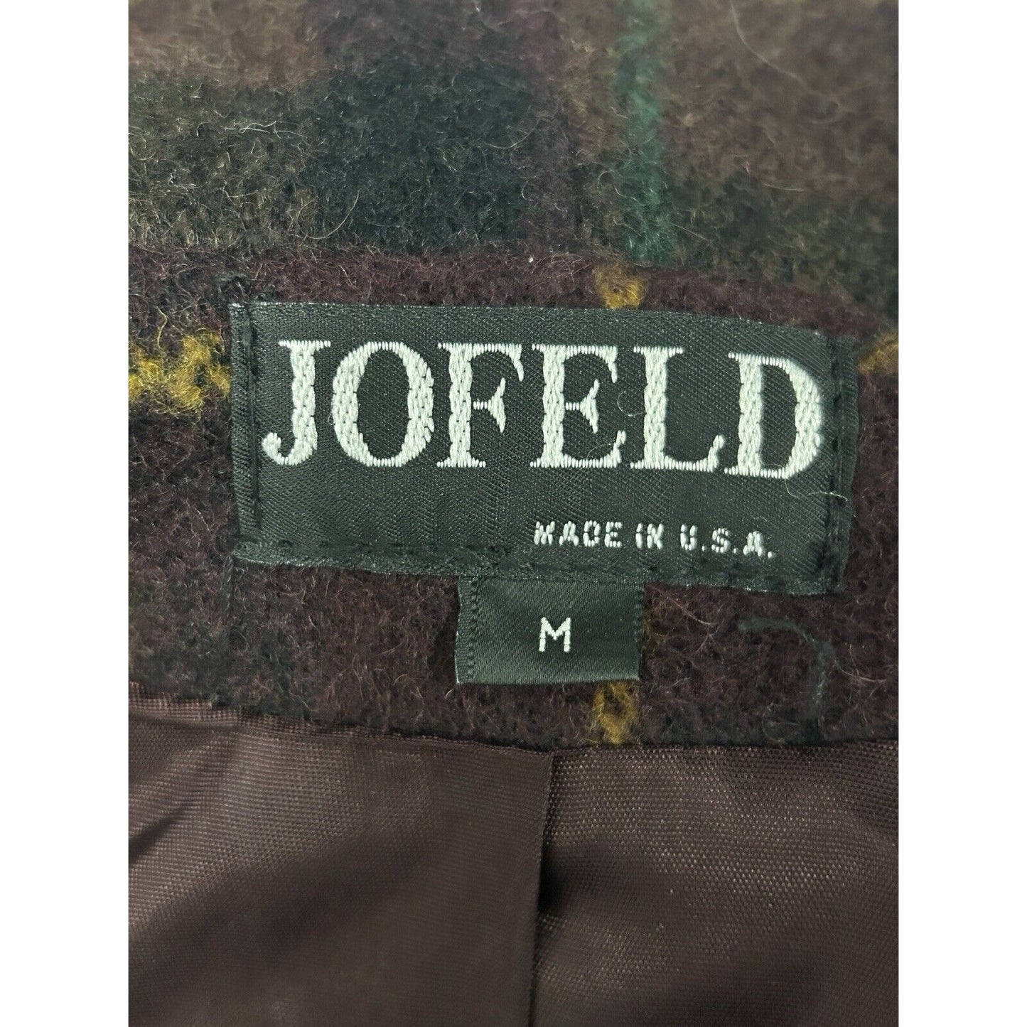 VTG Jofeld Dark Purple USA Made Long Sleeve Hooded Button Up Coat Size Medium M