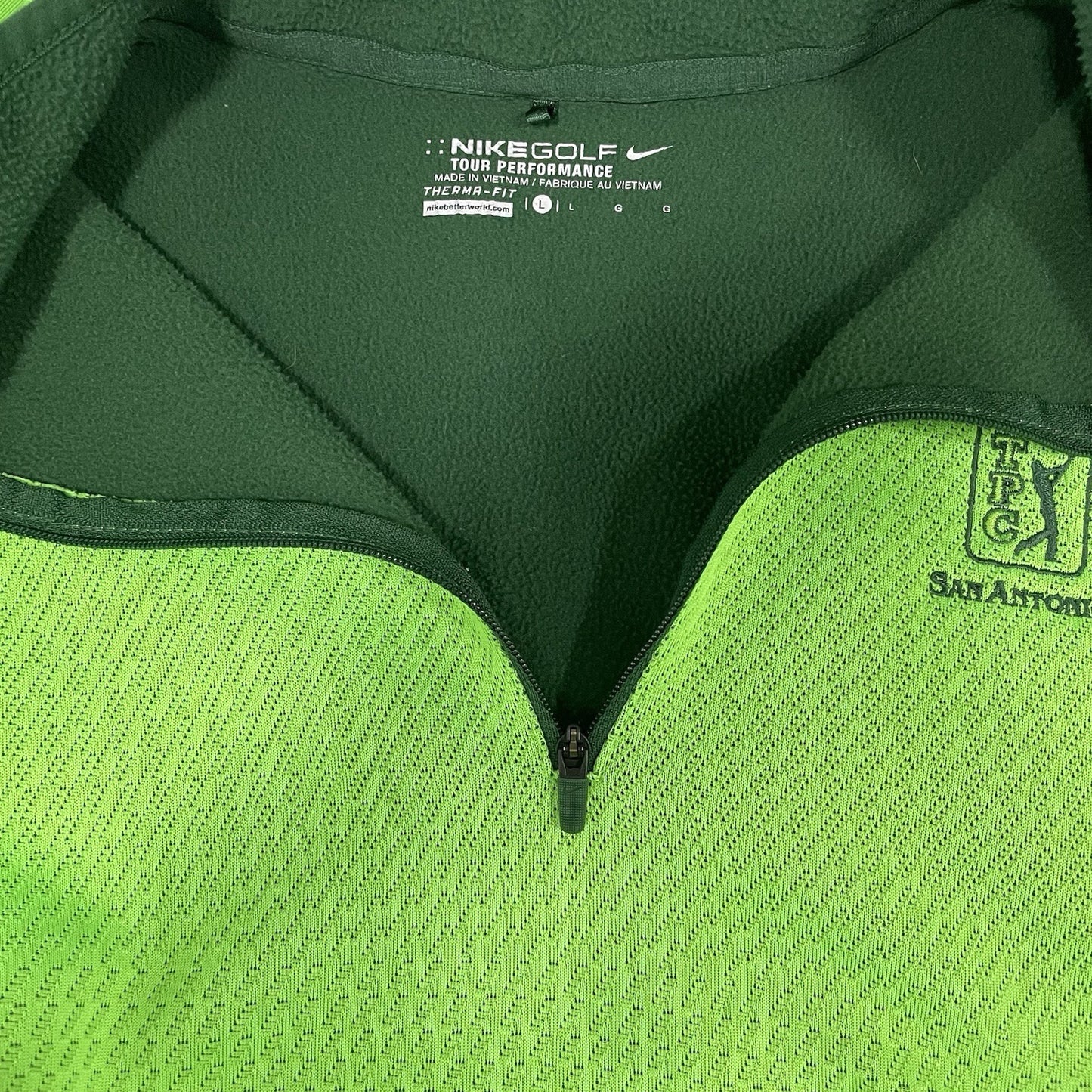Nike Golf TPC San Antonio Long Sleeve Zipped Pullover Pockets Size Large L
