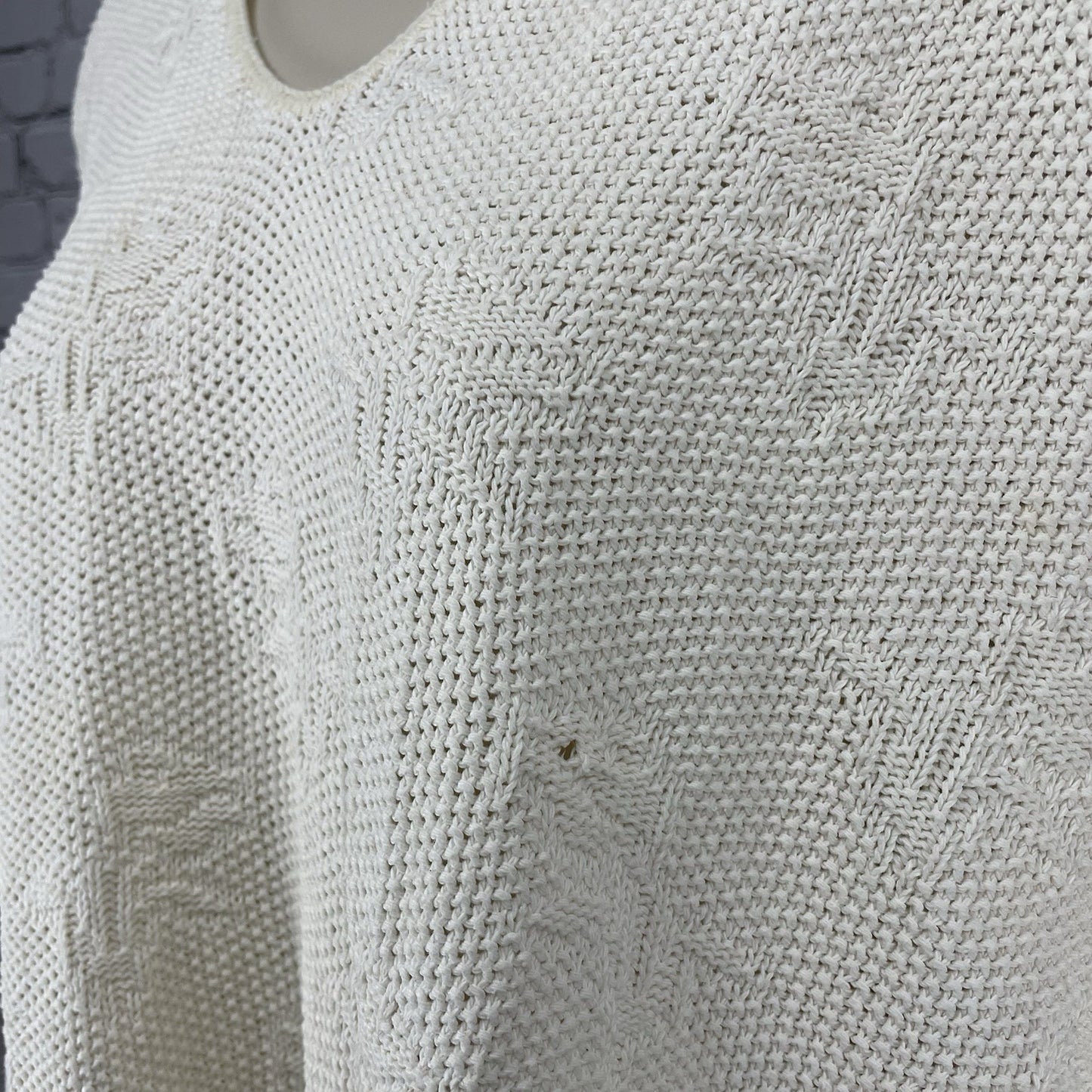 VTG Helium Ivory Woven Knit Drop Shoulder Dolman Sleeve Pullover Sweater Size XL
