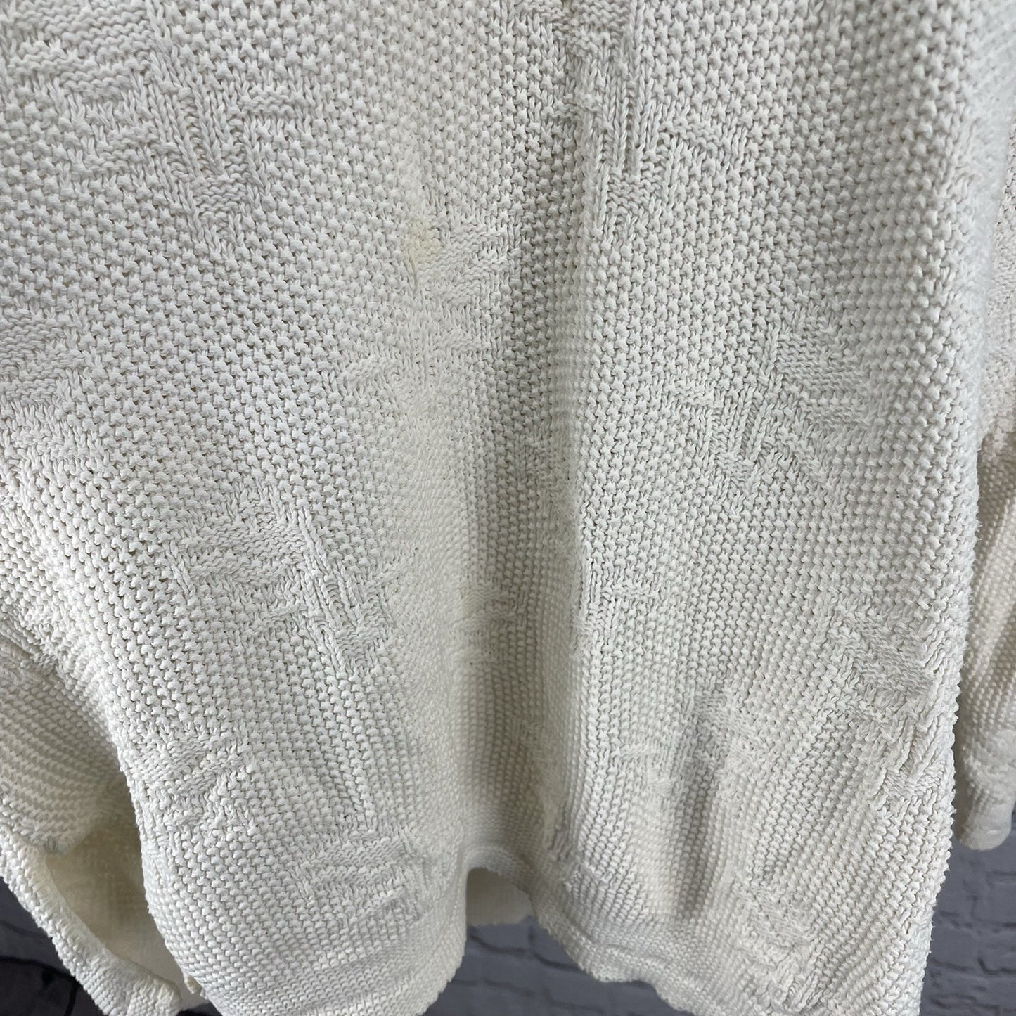 VTG Helium Ivory Woven Knit Drop Shoulder Dolman Sleeve Pullover Sweater Size XL