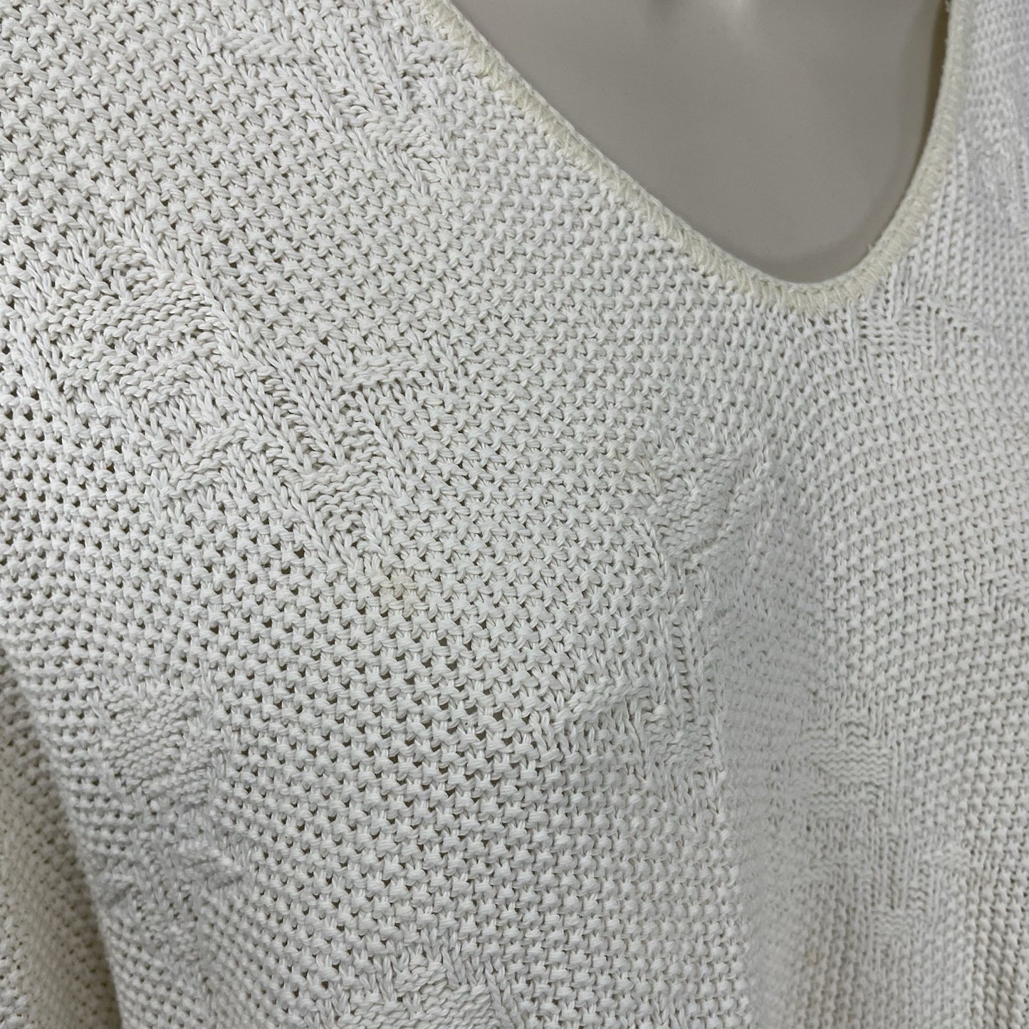 VTG Helium Ivory Woven Knit Drop Shoulder Dolman Sleeve Pullover Sweater Size XL