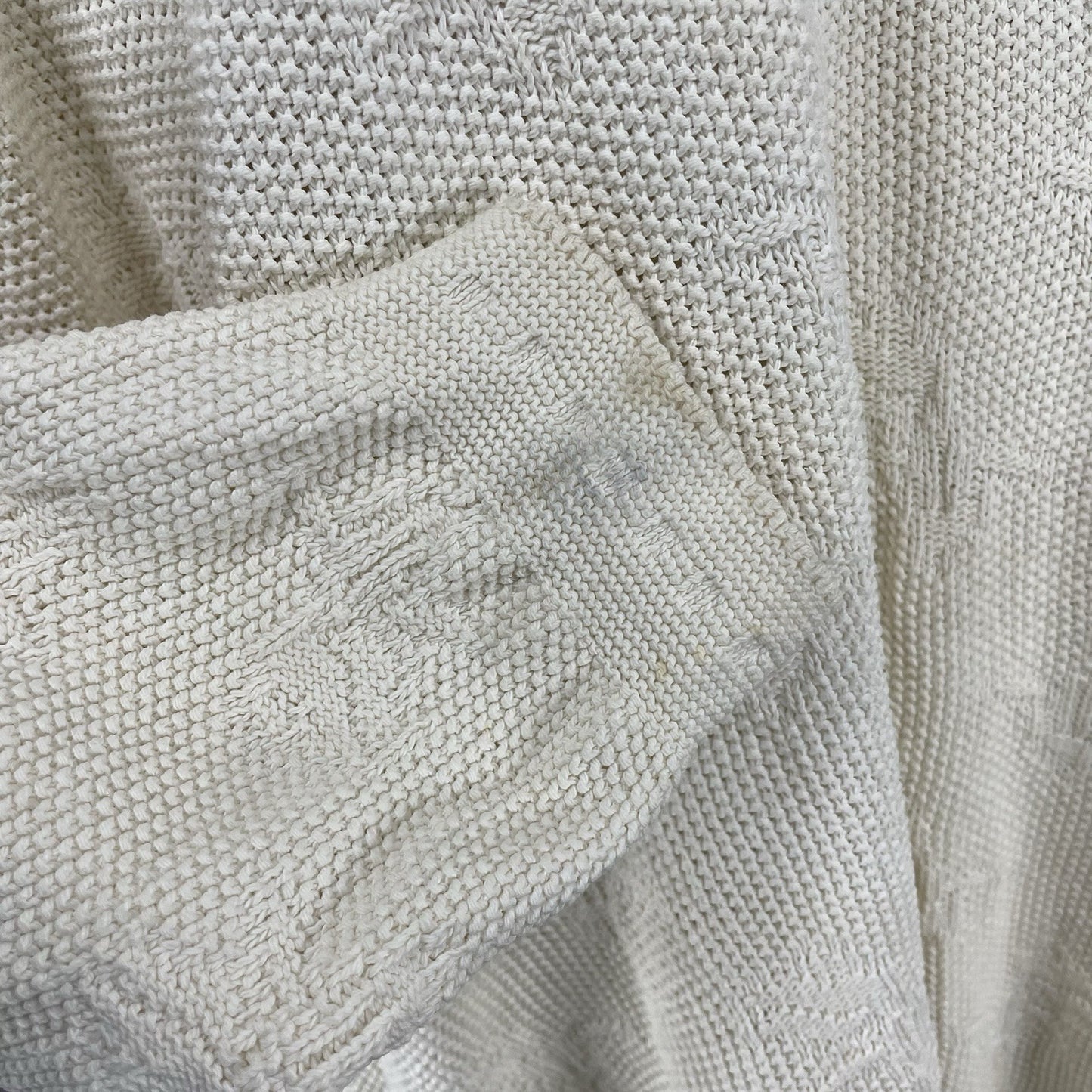 VTG Helium Ivory Woven Knit Drop Shoulder Dolman Sleeve Pullover Sweater Size XL