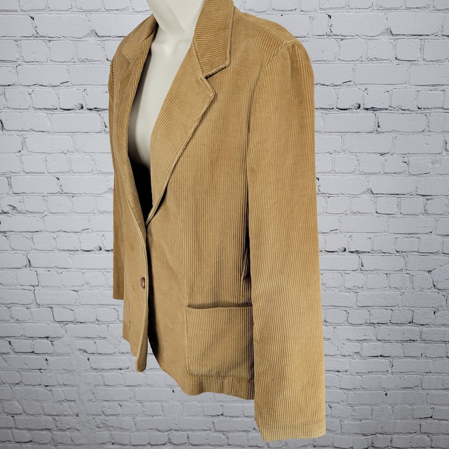 VTG Sears Brown Corduroy Buttoned Unlined Notch Blazer Jacket Size Medium M