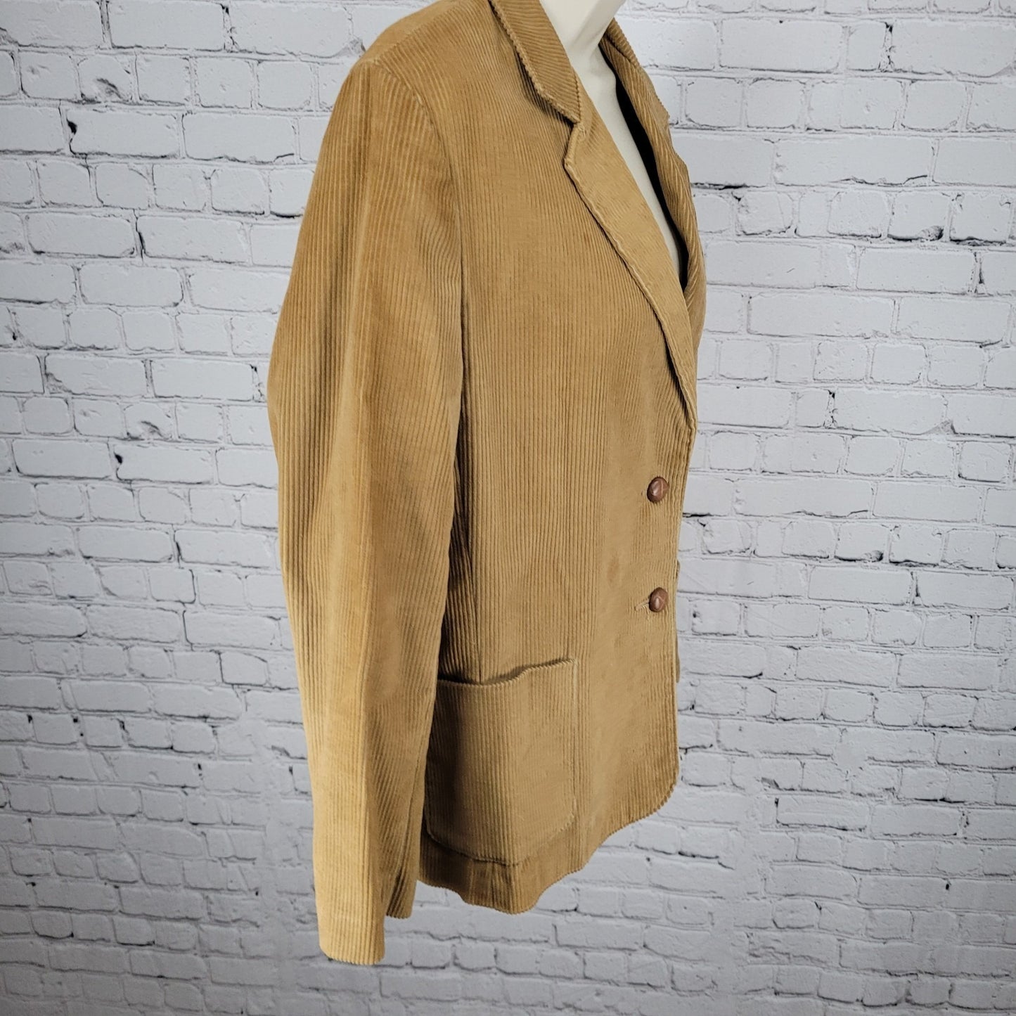 VTG Sears Brown Corduroy Buttoned Unlined Notch Blazer Jacket Size Medium M